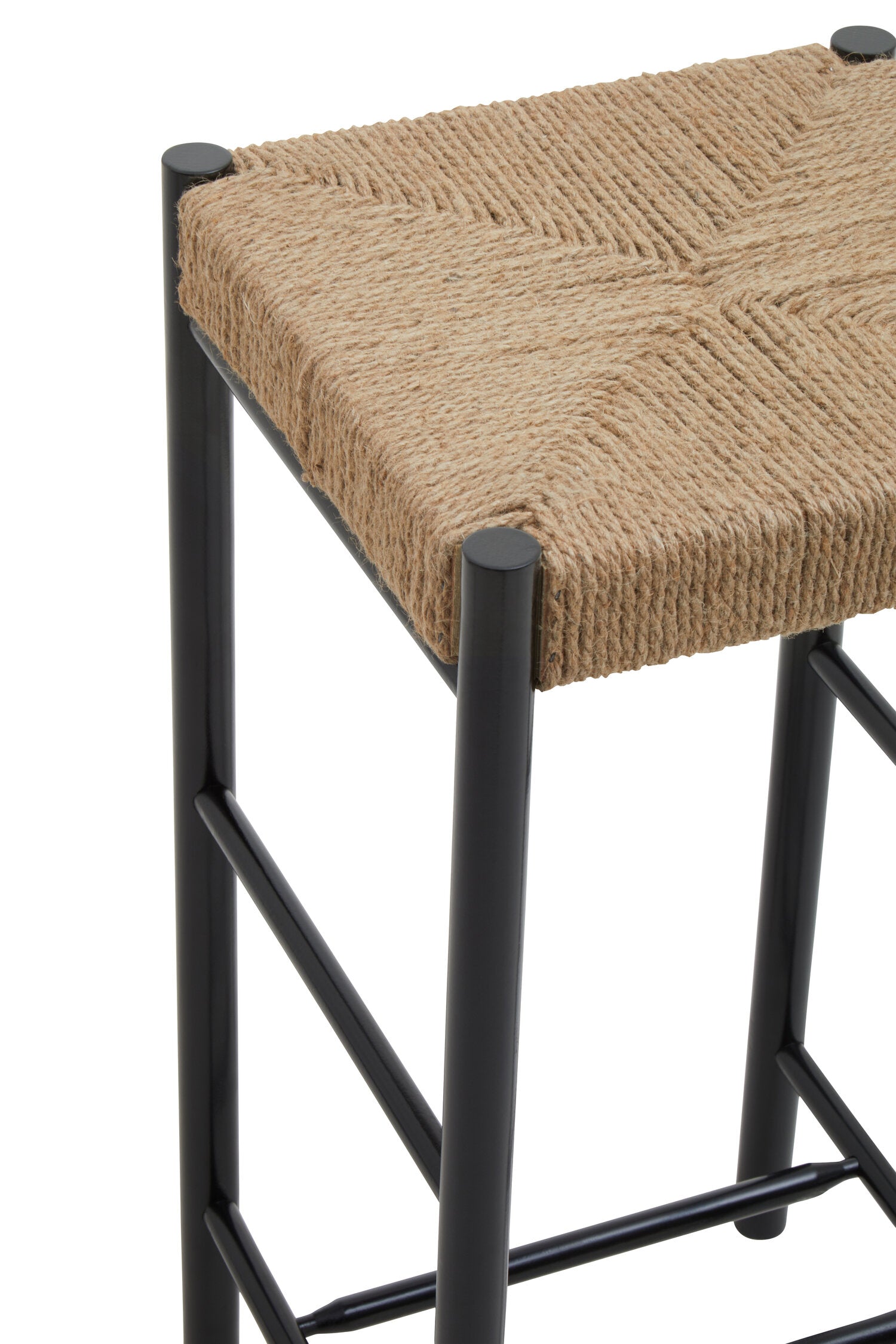 Naku Natural Rope and Black Wood Bar Stool - The Orchard Home and Gifts