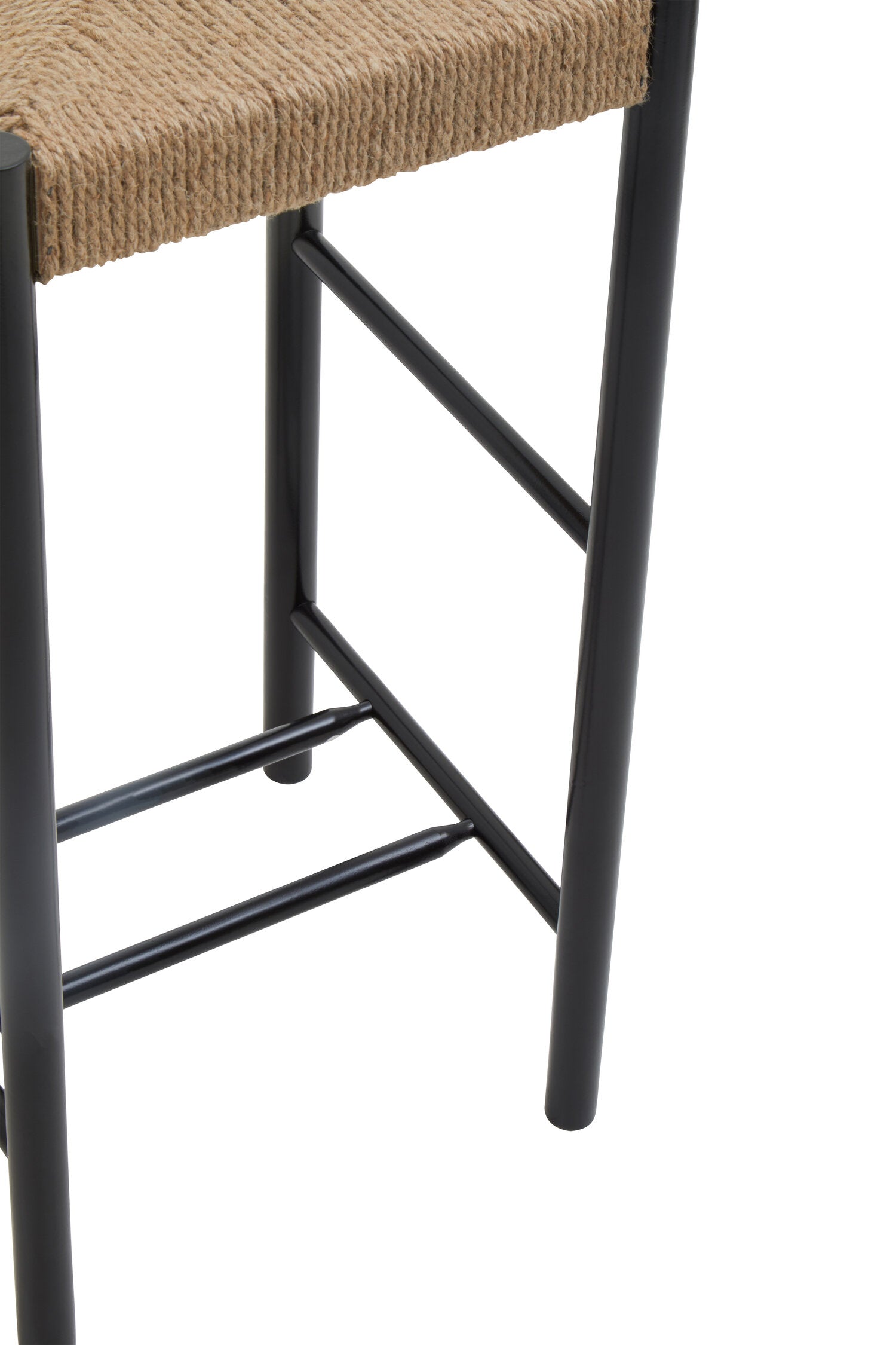 Naku Natural Rope and Black Wood Bar Stool - The Orchard Home and Gifts