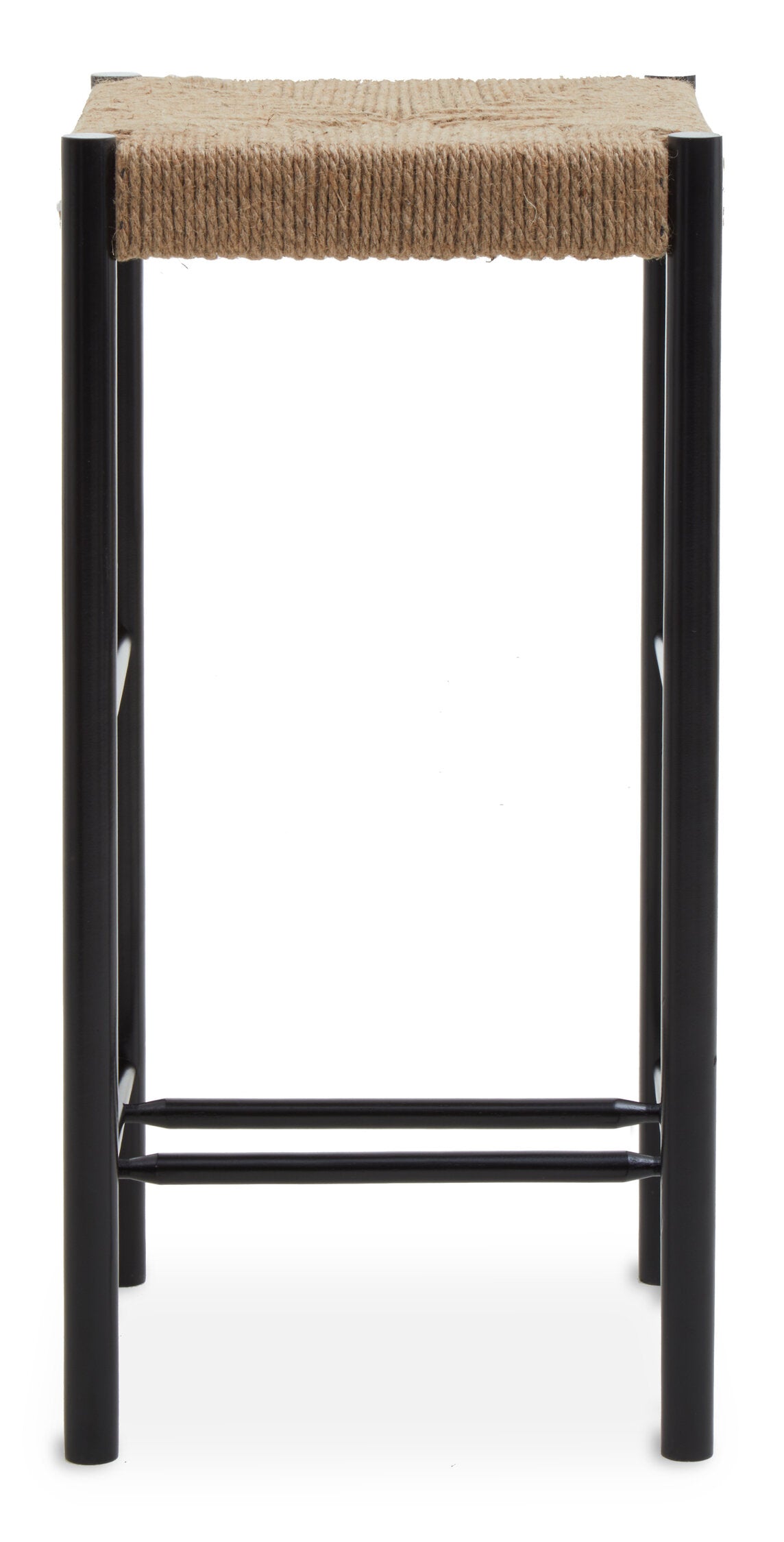 Naku Natural Rope and Black Wood Bar Stool - The Orchard Home and Gifts