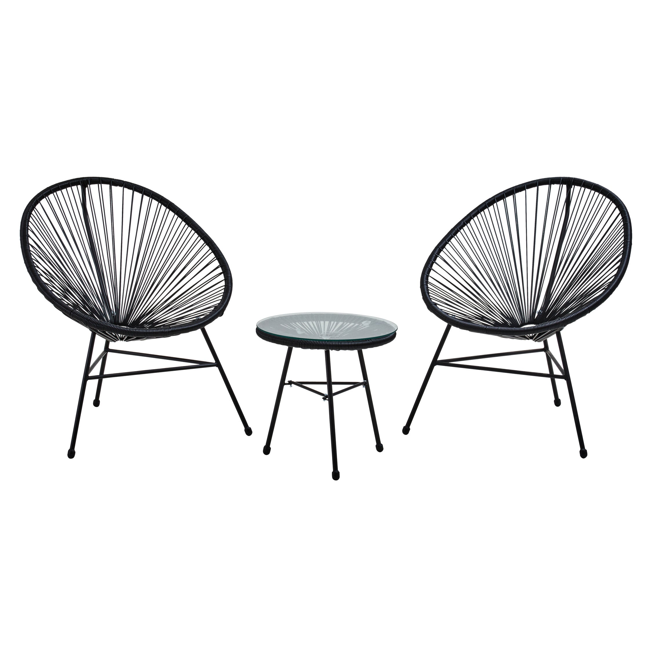 Curved Black Three Piece Garden Patio Set - The Orchard Home and Gifts