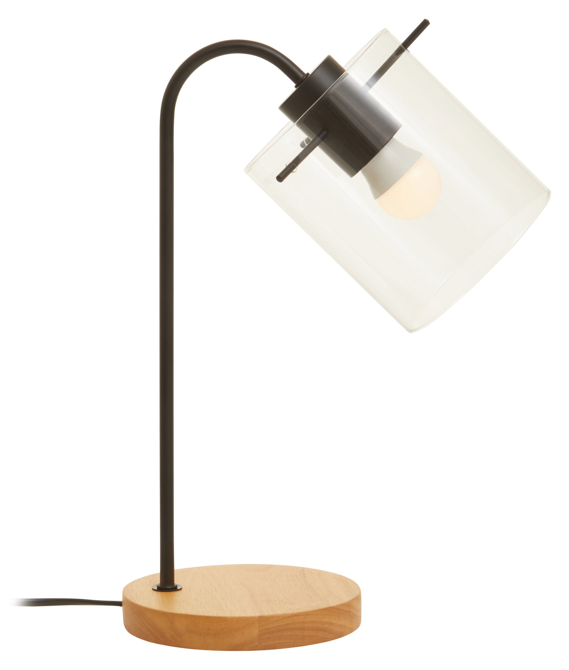 Matte Black Minimalist Table Lamp with Glass Shade - The Orchard Home and Gifts