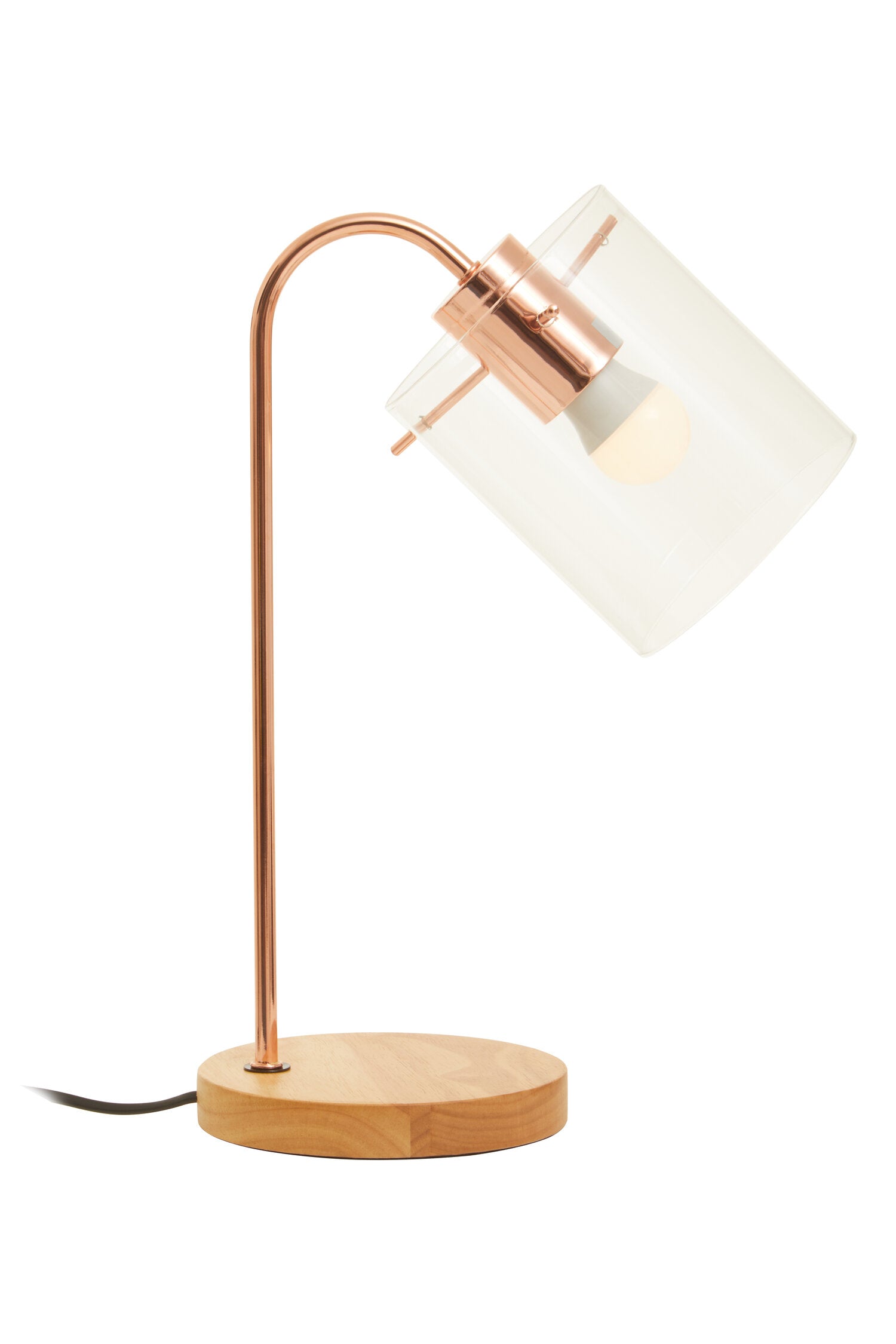 Shiny Copper Minimalist Table Lamp with Glass Shade - The Orchard Home and Gifts