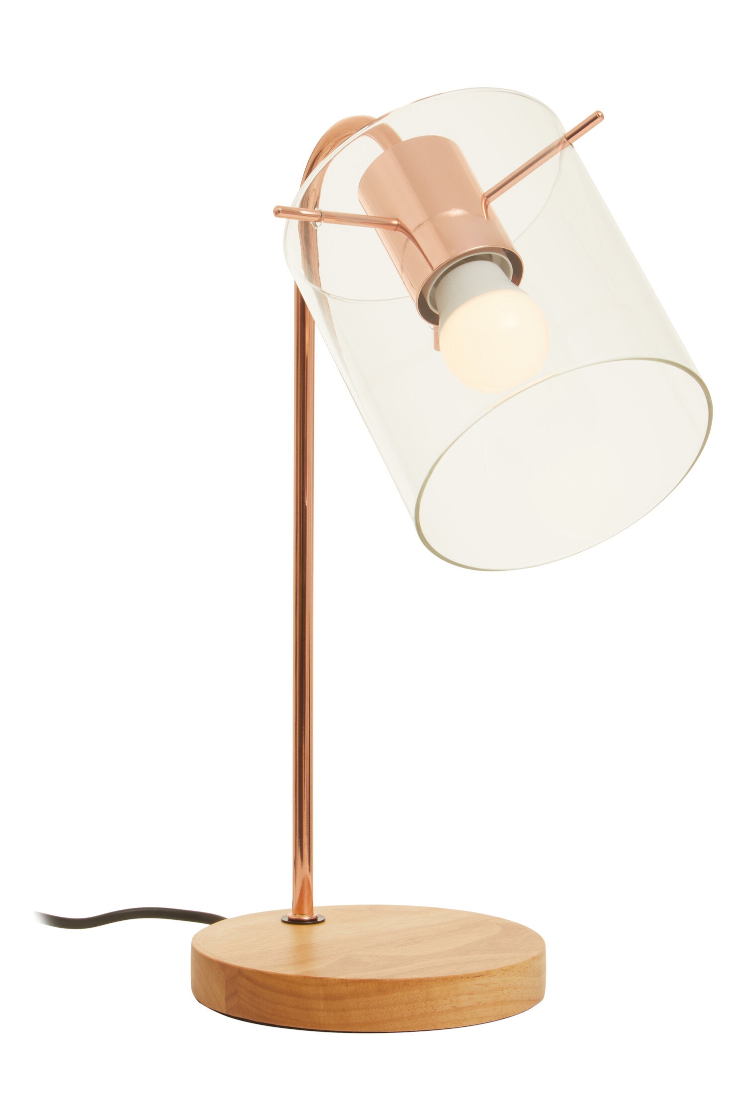Shiny Copper Minimalist Table Lamp with Glass Shade - The Orchard Home and Gifts