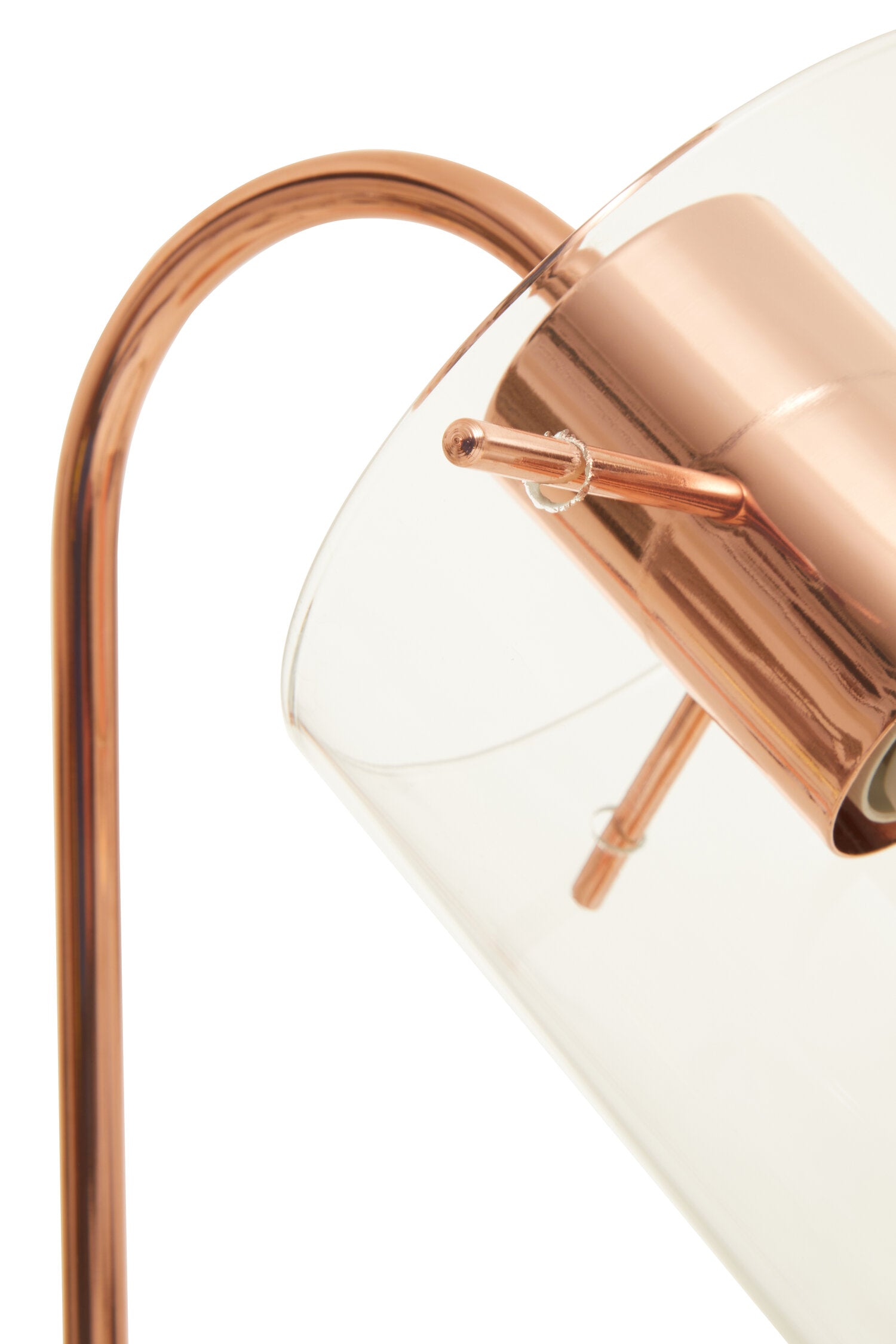 Shiny Copper Minimalist Table Lamp with Glass Shade - The Orchard Home and Gifts
