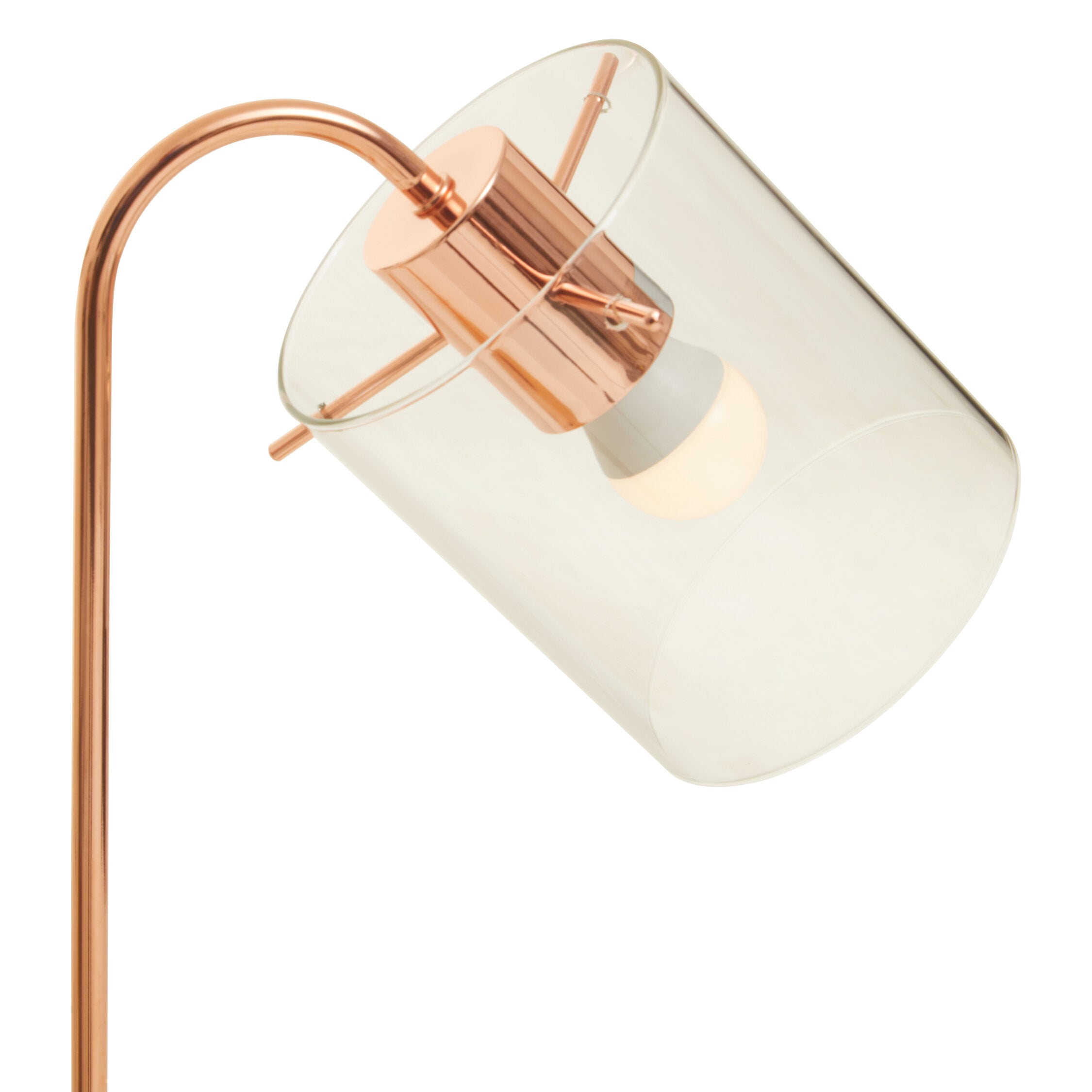 Shiny Copper Minimalist Table Lamp with Glass Shade - The Orchard Home and Gifts