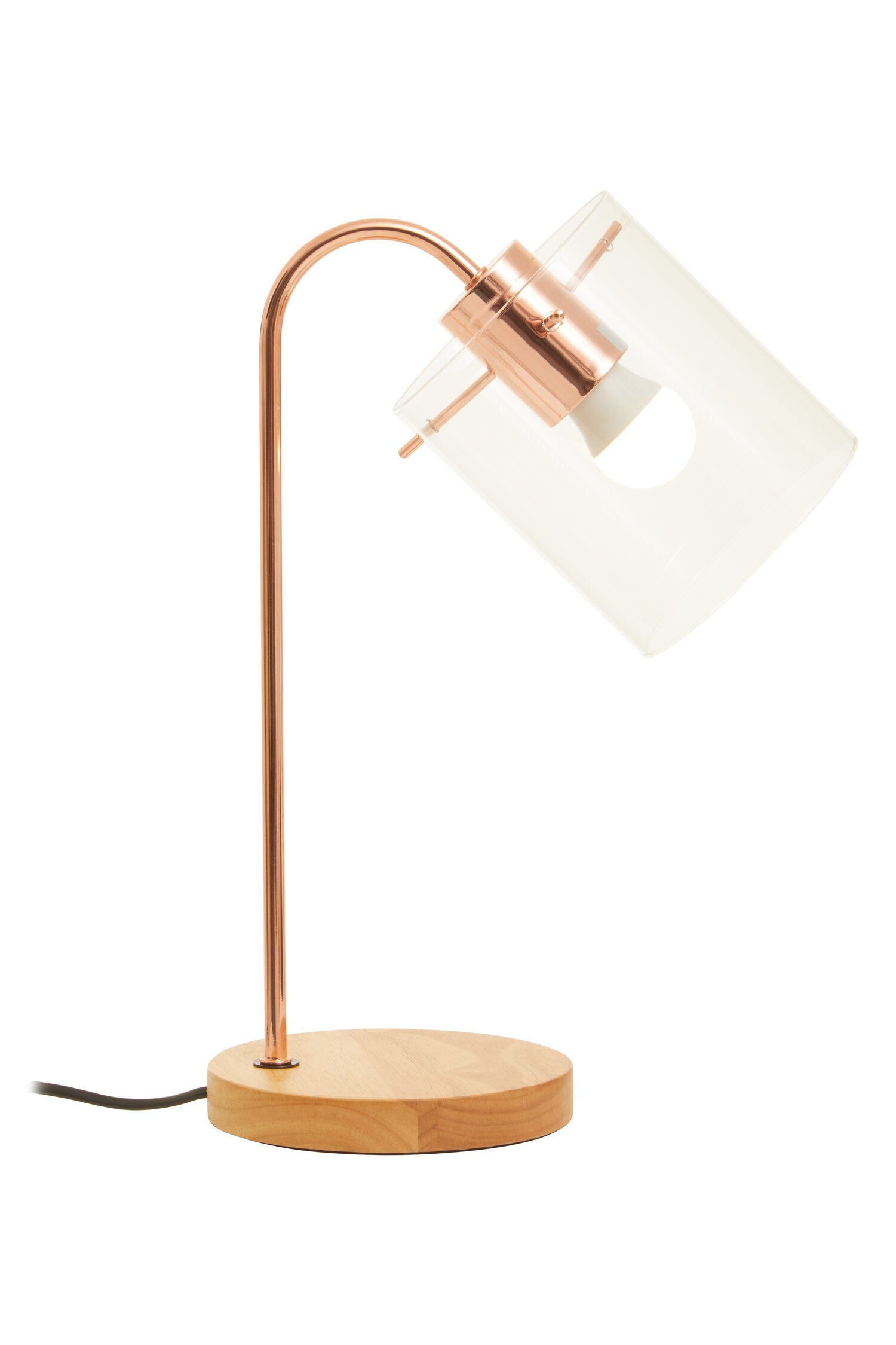 Shiny Copper Minimalist Table Lamp with Glass Shade - The Orchard Home and Gifts