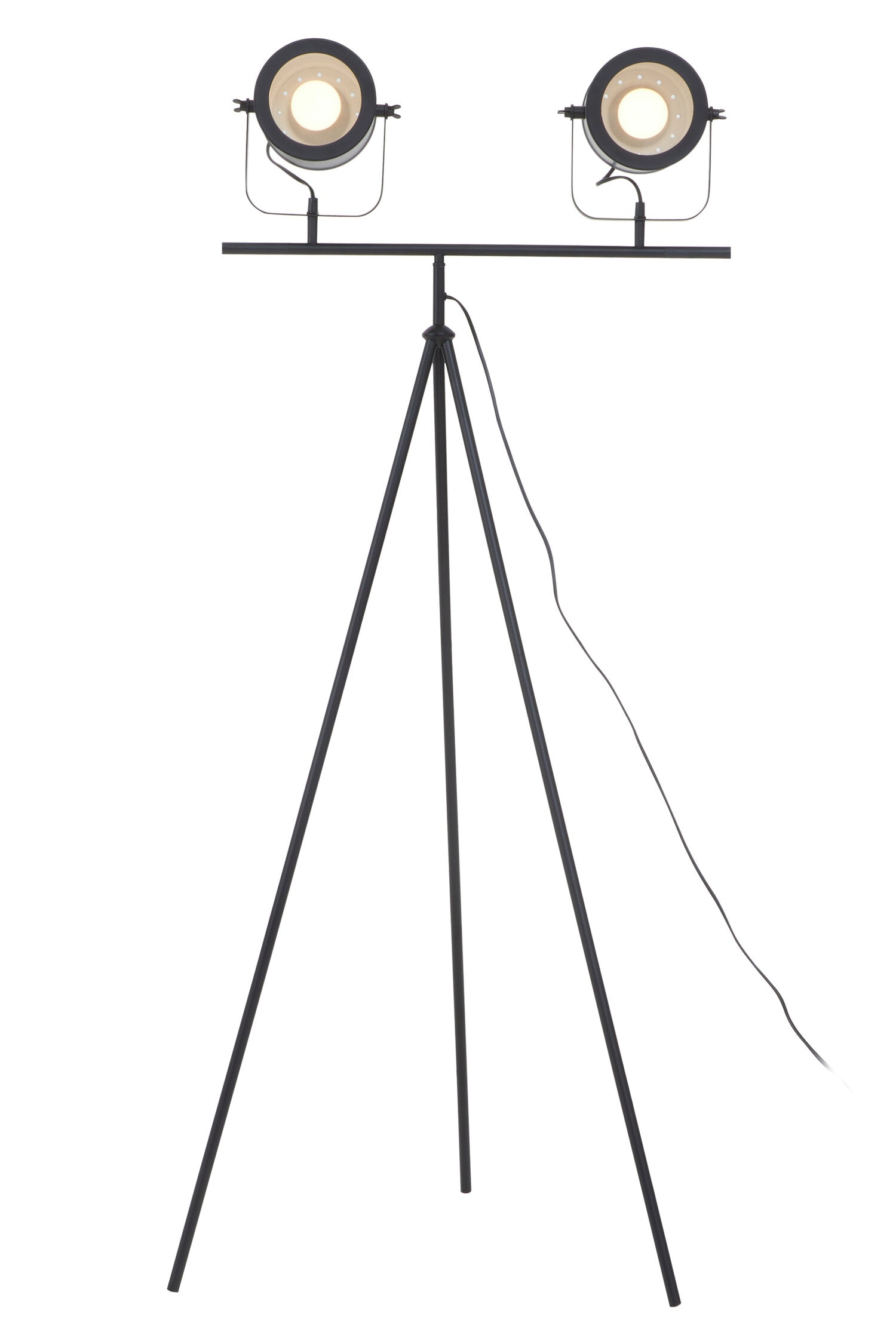 Black Double Spotlight Tripod Floor Lamp - The Orchard Home and Gifts