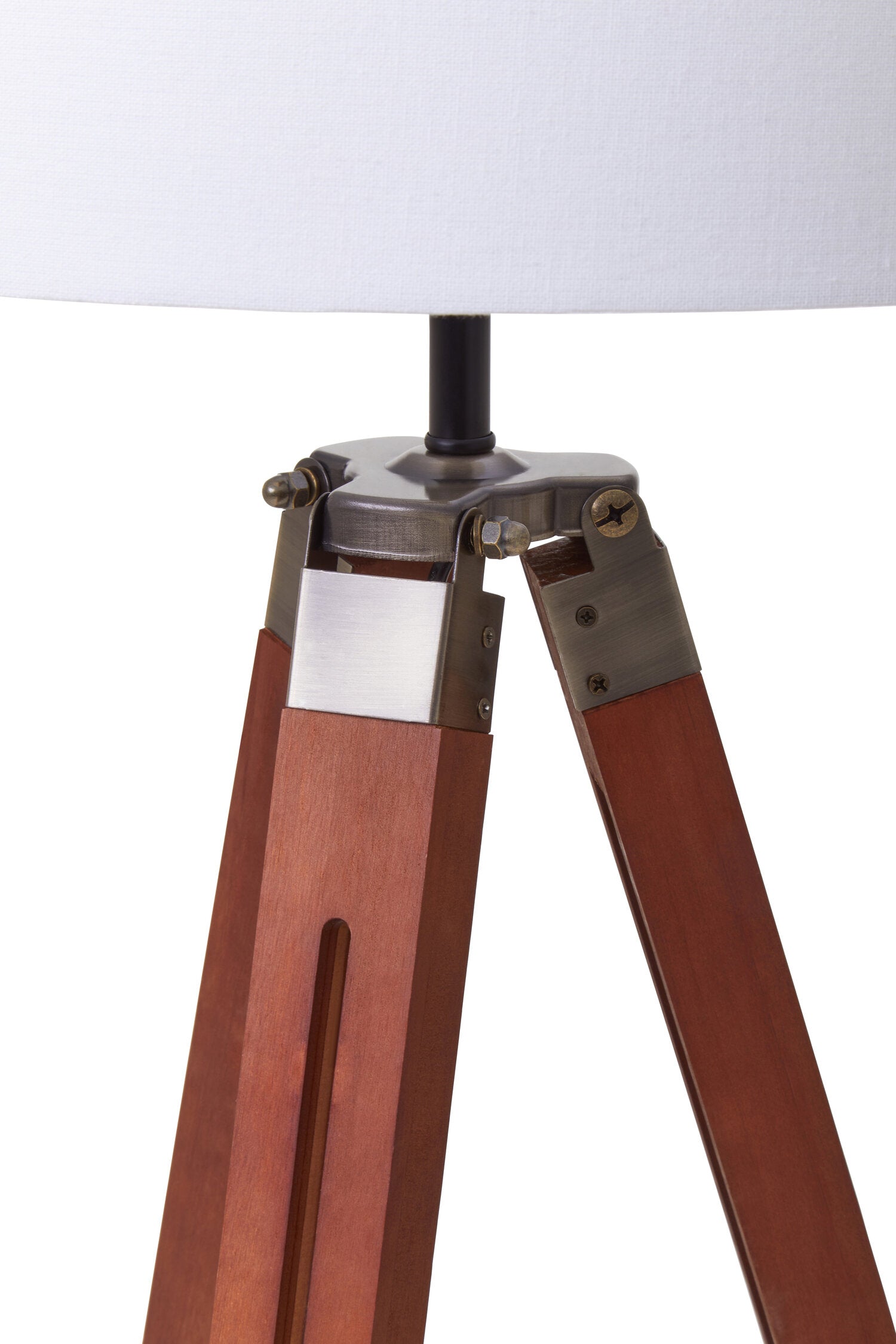 Chesnut Brown Tripod Floor Lamp with Linen Shade - The Orchard Home and Gifts