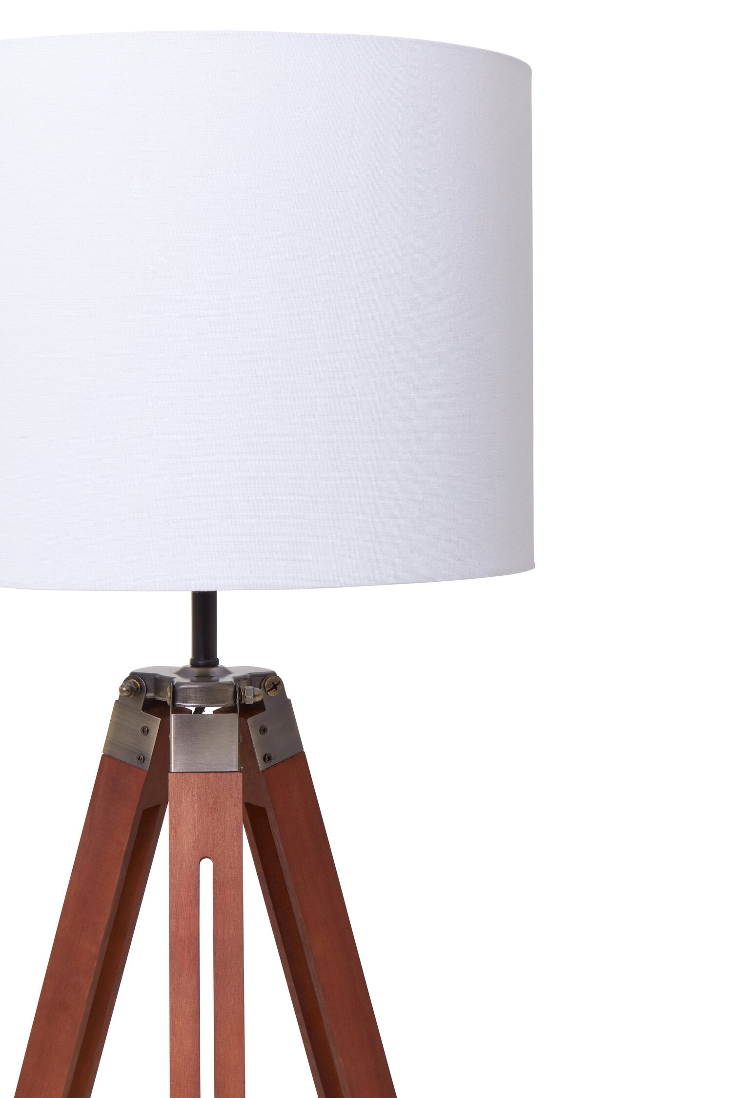 Chesnut Brown Tripod Floor Lamp with Linen Shade - The Orchard Home and Gifts