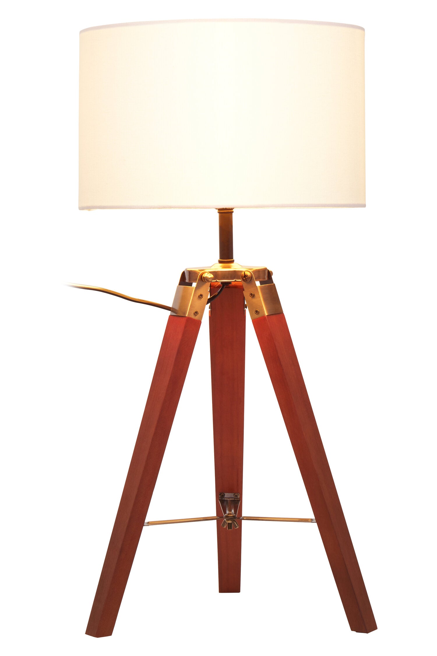 Chesnut Brown Tripod Table Lamp with Linen Shade - The Orchard Home and Gifts