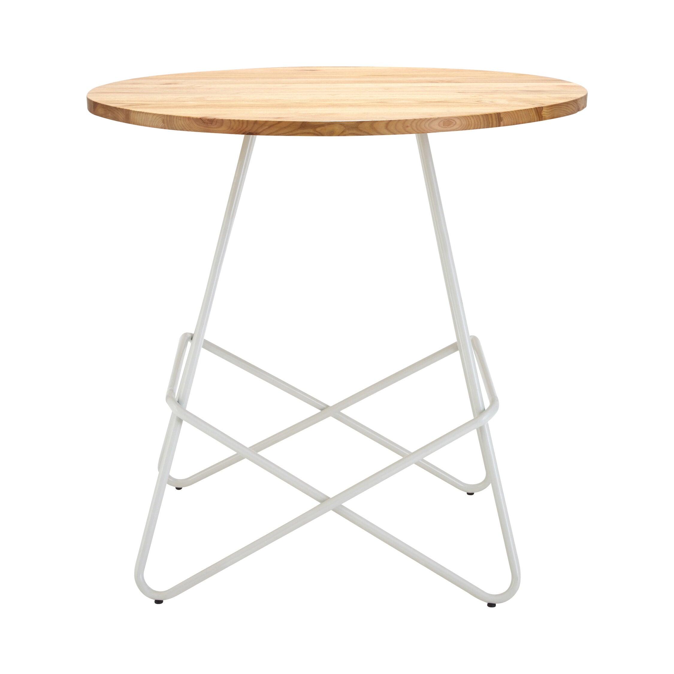 White Metal and Elm Wood Small Round Dining Table - The Orchard Home and Gifts