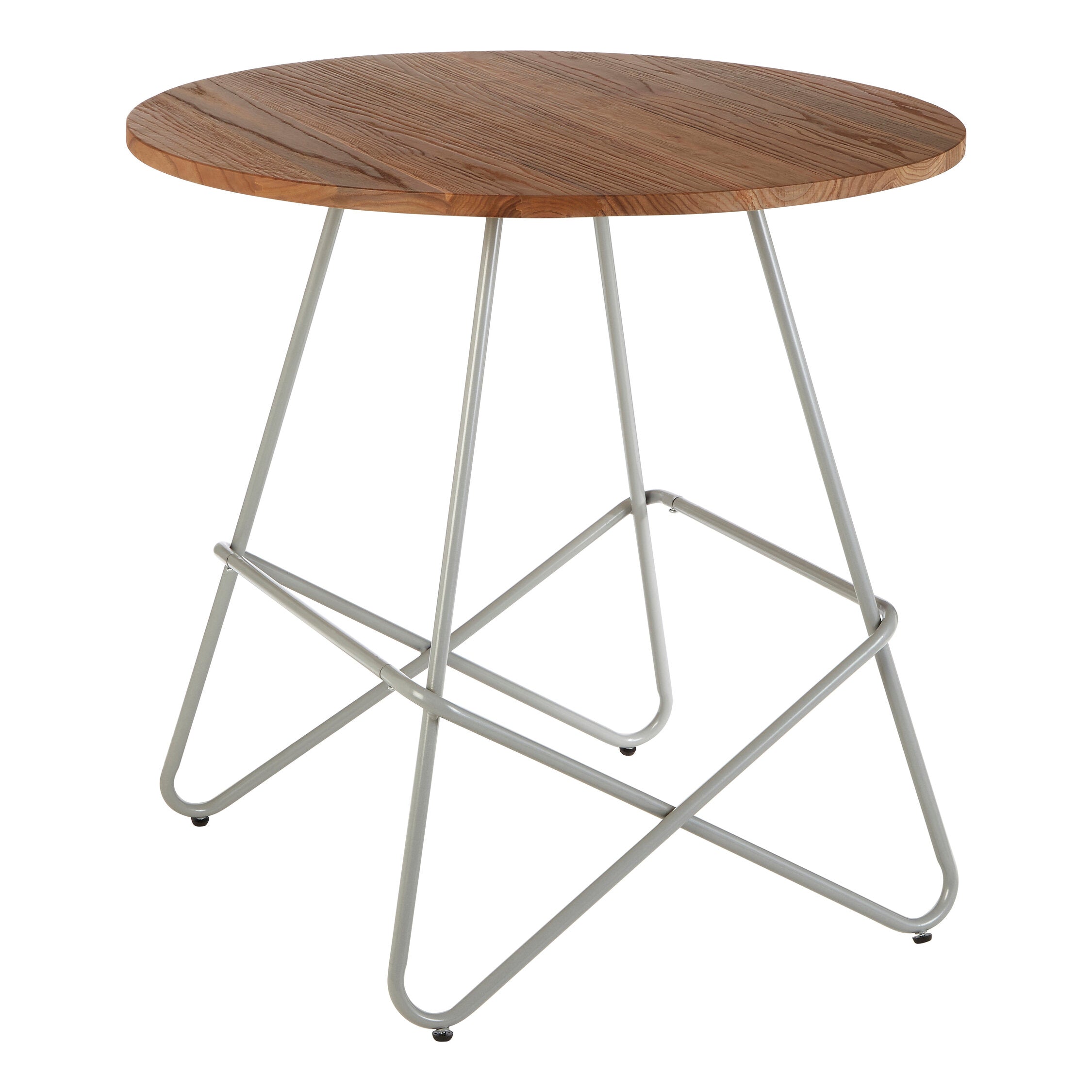 Grey Metal and Elm Wood Small Round Dining Table - The Orchard Home and Gifts