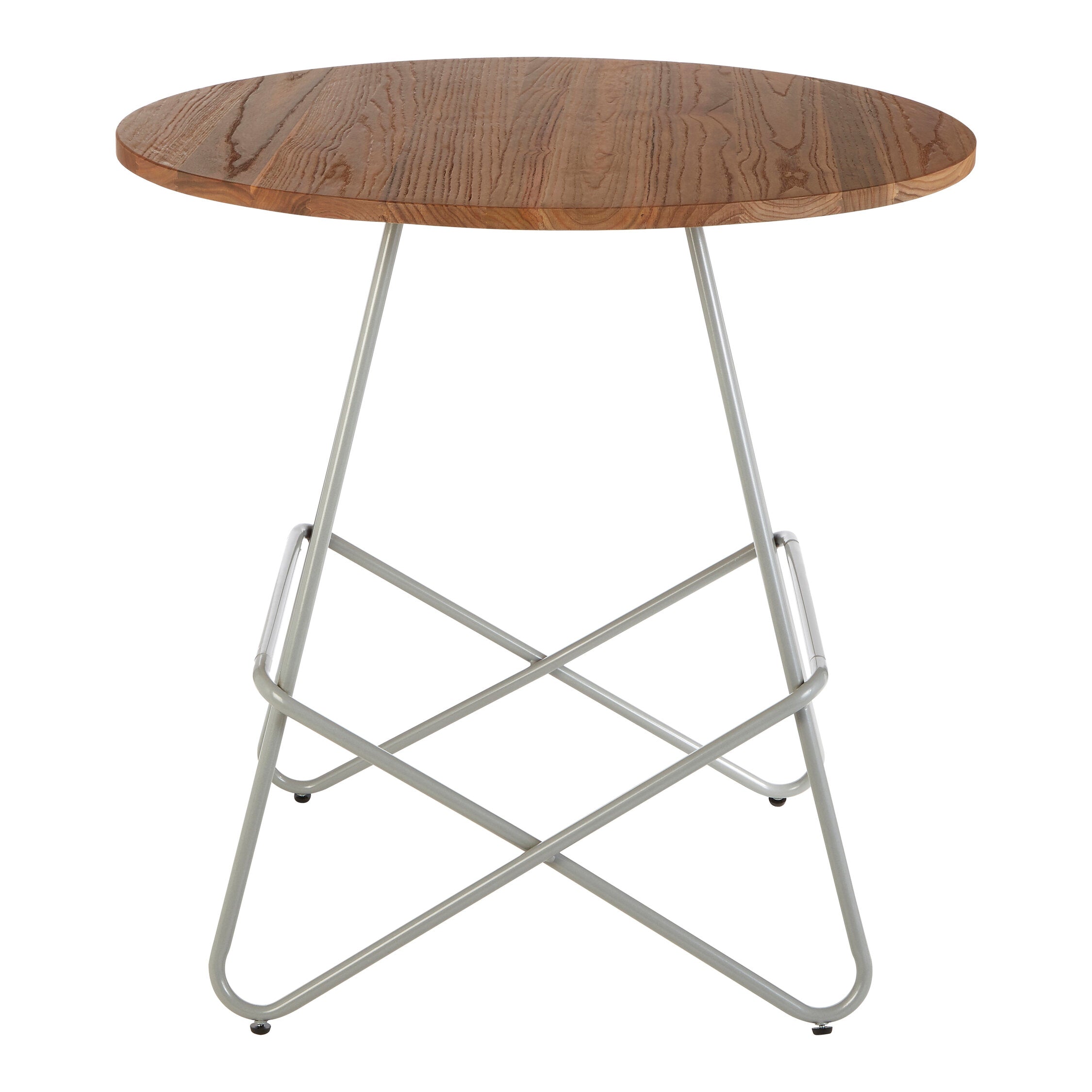 Grey Metal and Elm Wood Small Round Dining Table - The Orchard Home and Gifts