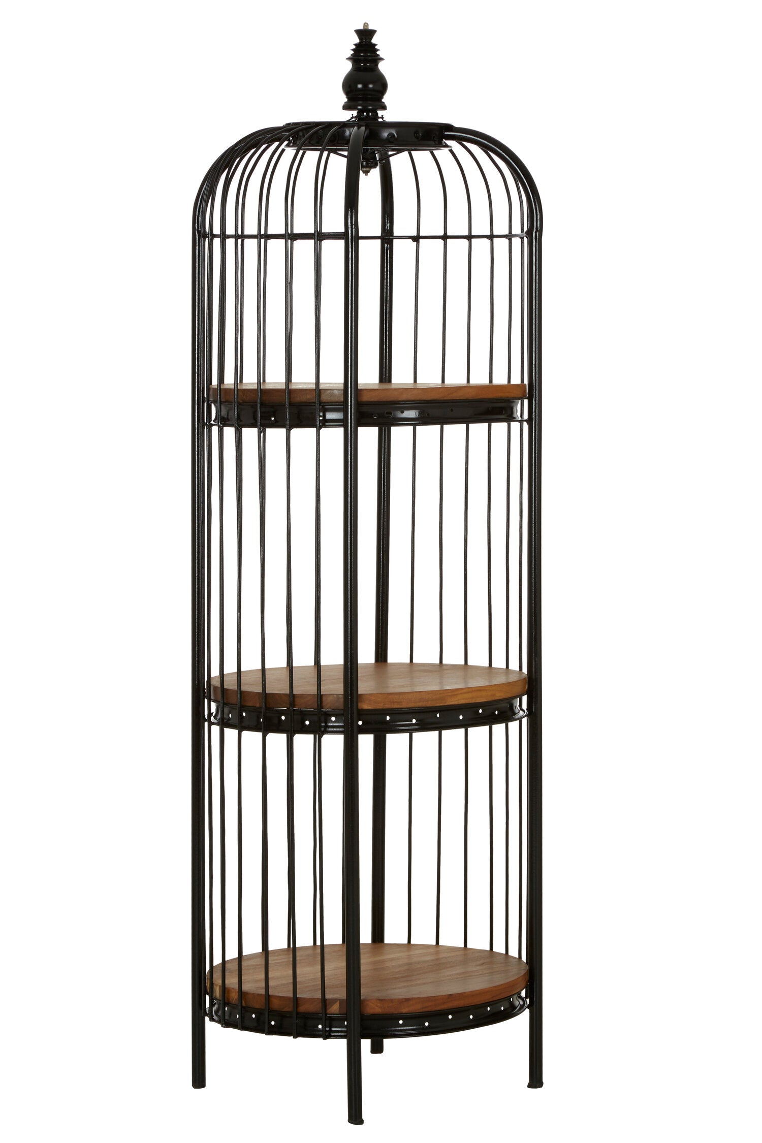 Tall Black Metal Birdcage Three Tier Shelf Display Unit - The Orchard Home and Gifts