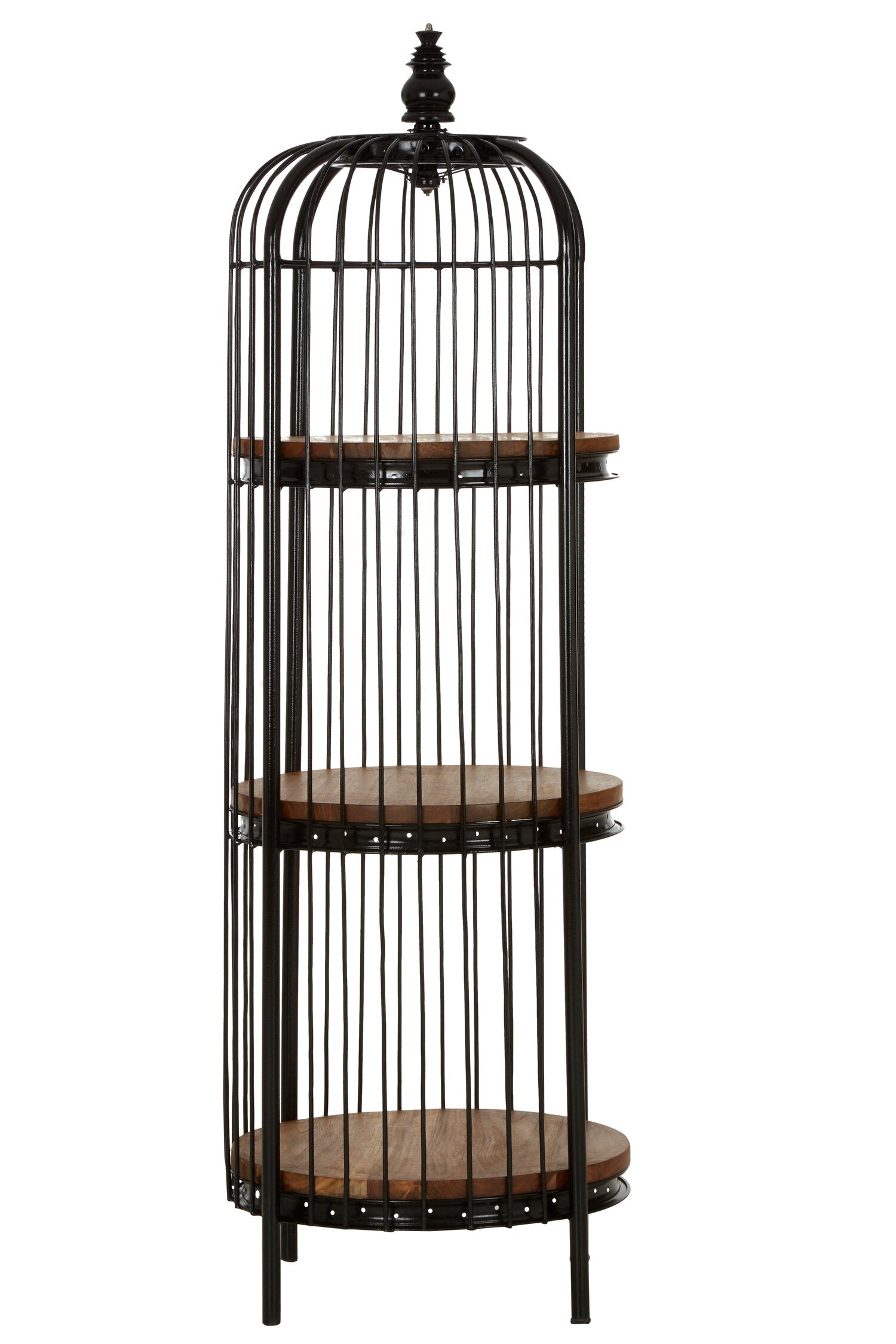 Tall Black Metal Birdcage Three Tier Shelf Display Unit - The Orchard Home and Gifts