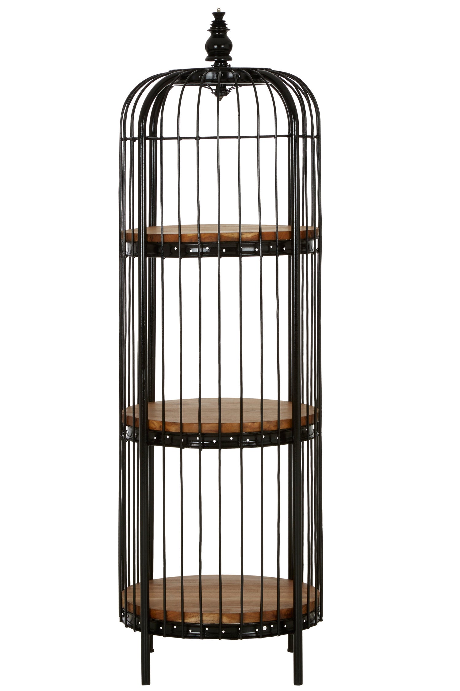 Tall Black Metal Birdcage Three Tier Shelf Display Unit - The Orchard Home and Gifts