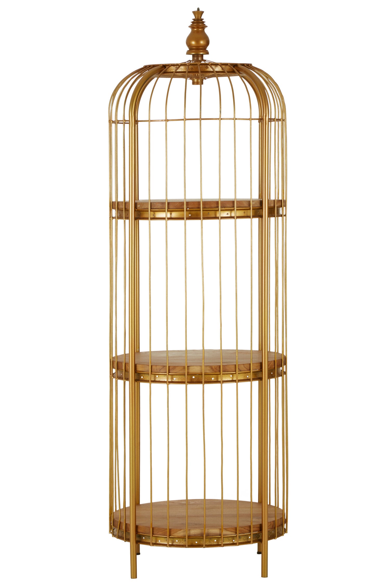 Tall Gold Metal Birdcage Three Tier Shelf Display Unit - The Orchard Home and Gifts