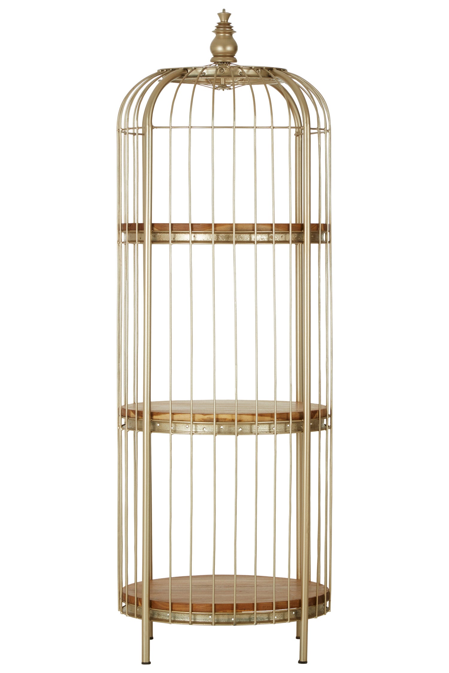 Tall Champagne Metal Birdcage Three Tier Shelf Display Unit - The Orchard Home and Gifts