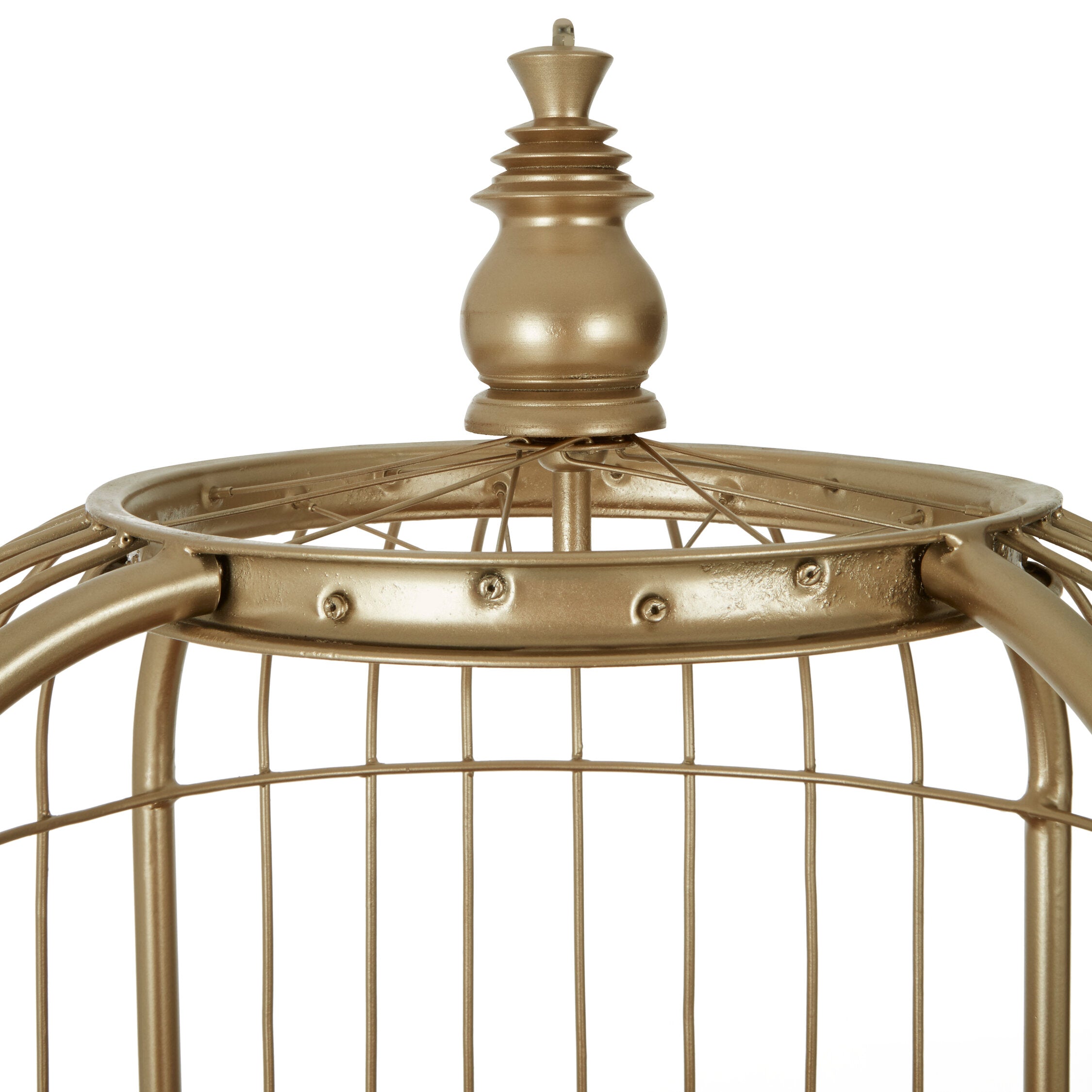 Tall Champagne Metal Birdcage Three Tier Shelf Display Unit - The Orchard Home and Gifts