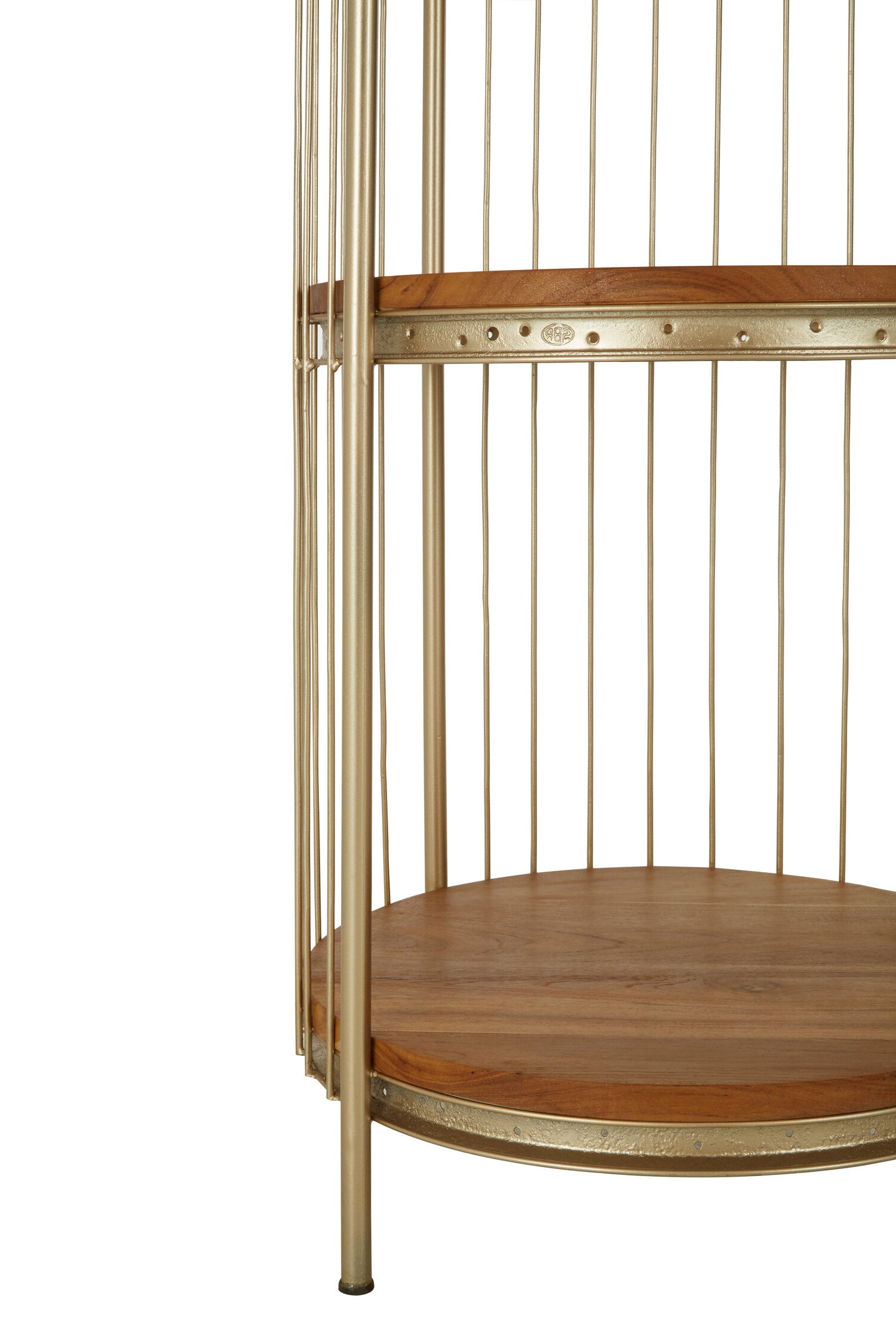 Tall Champagne Metal Birdcage Three Tier Shelf Display Unit - The Orchard Home and Gifts