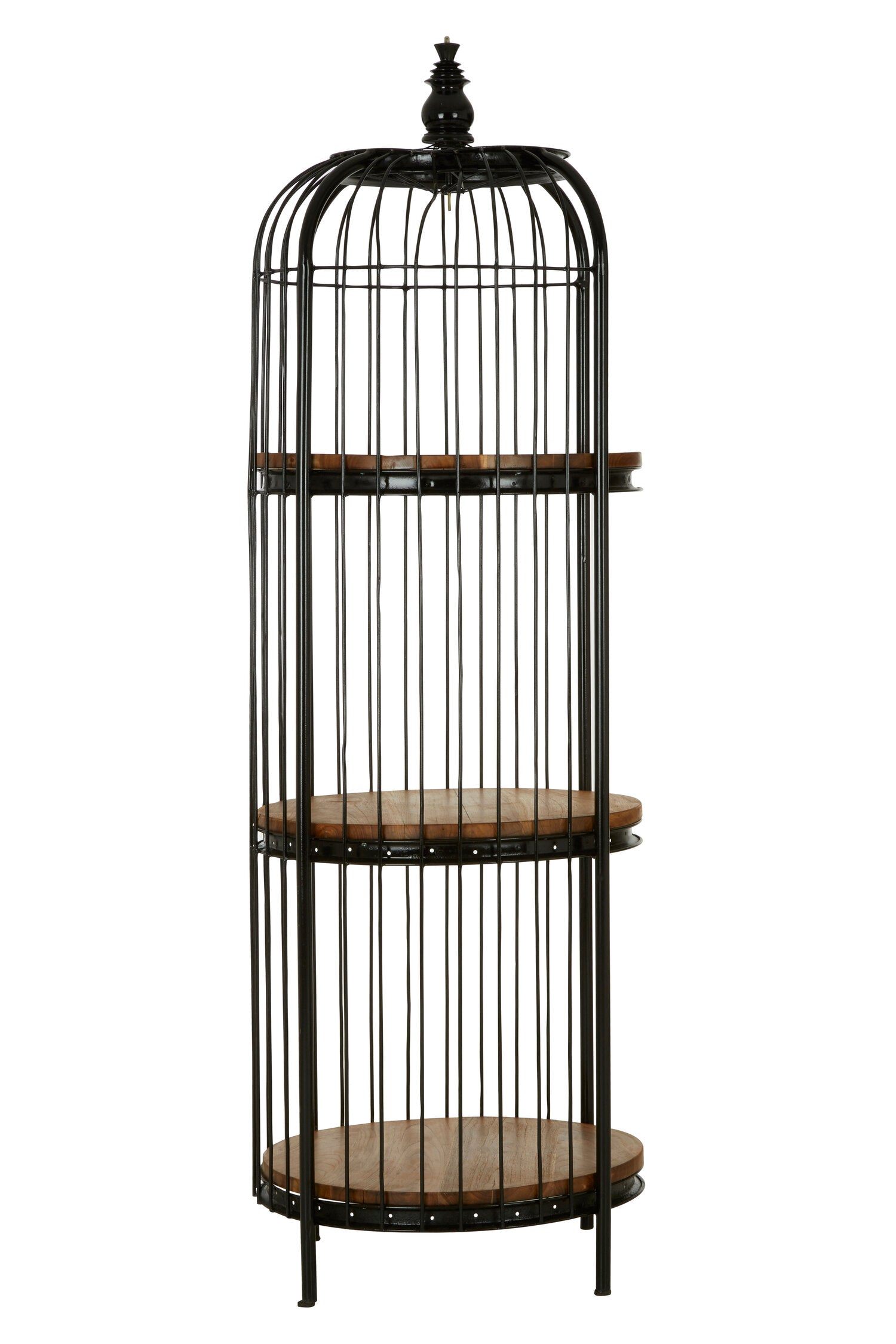 Medium Black Metal Birdcage Three Tier Shelf Display Unit - The Orchard Home and Gifts