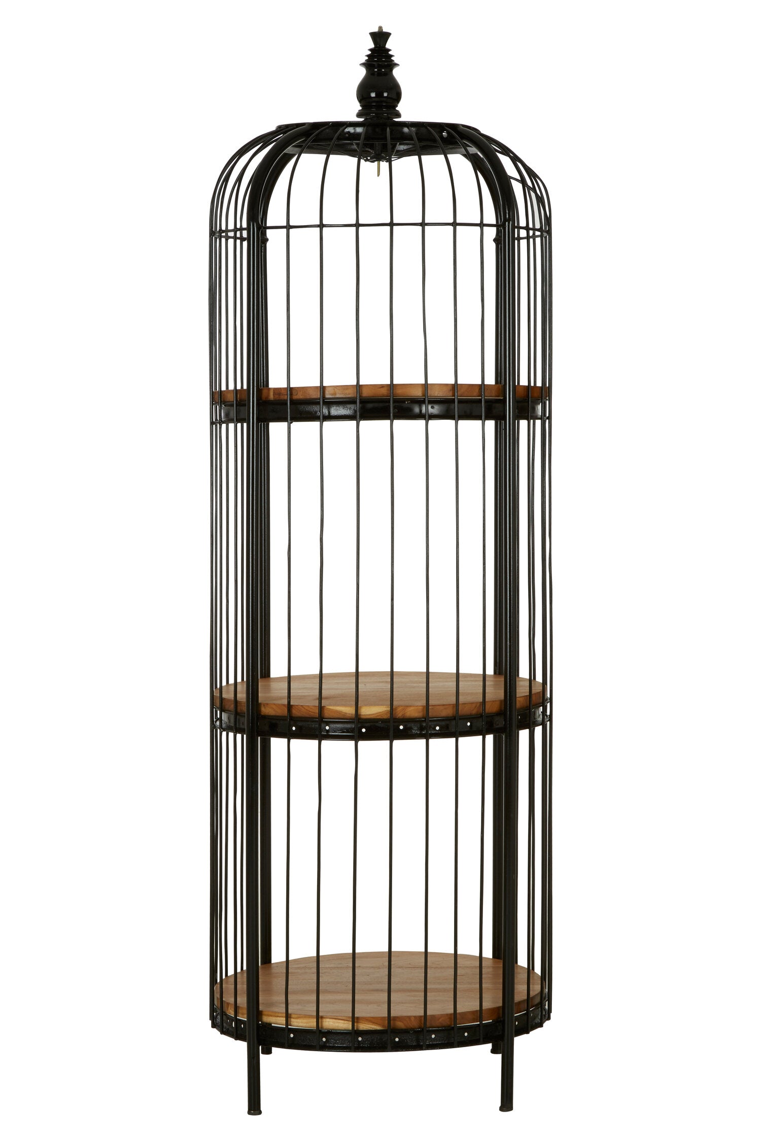 Medium Black Metal Birdcage Three Tier Shelf Display Unit - The Orchard Home and Gifts