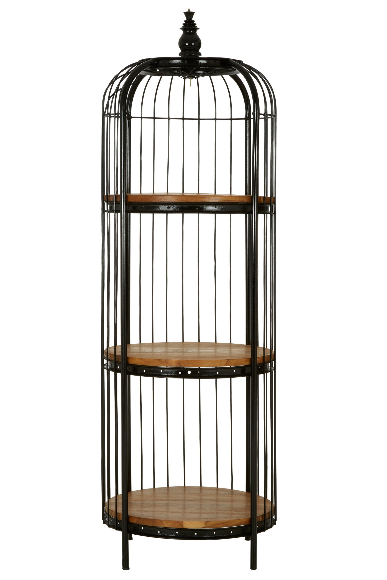 Medium Black Metal Birdcage Three Tier Shelf Display Unit - The Orchard Home and Gifts