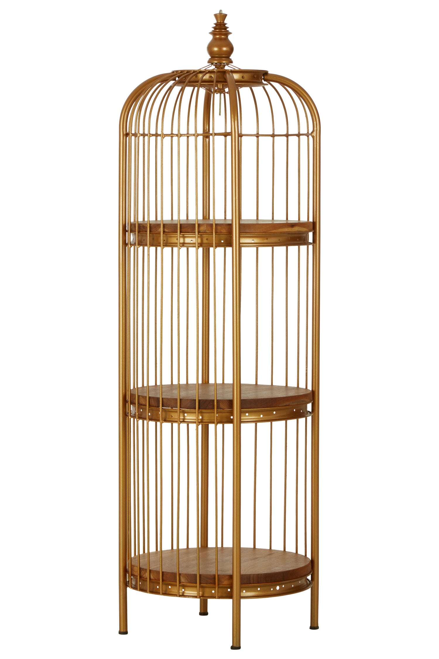 Medium Gold Metal Birdcage Three Tier Shelf Display Unit - The Orchard Home and Gifts
