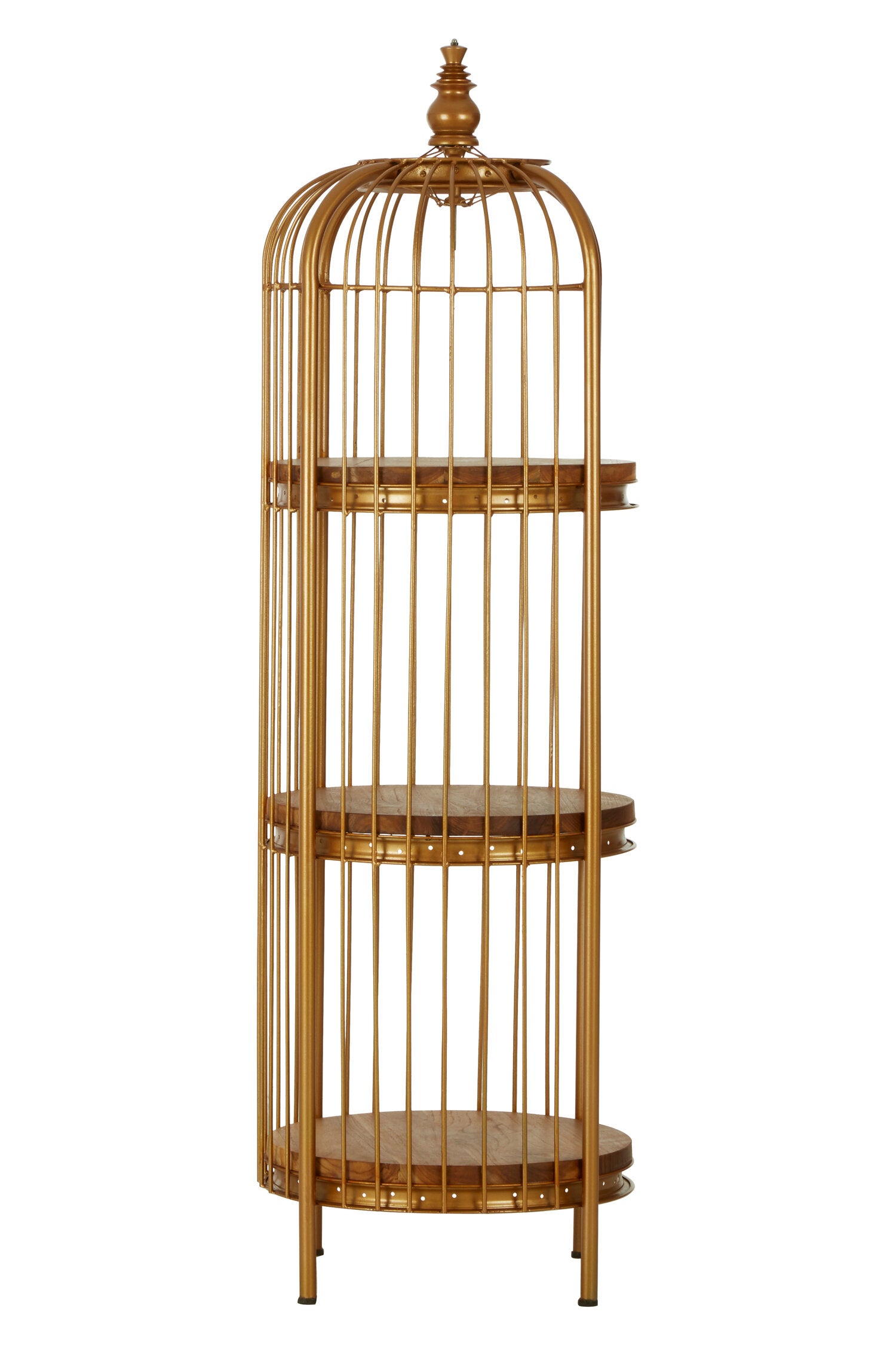Medium Gold Metal Birdcage Three Tier Shelf Display Unit - The Orchard Home and Gifts