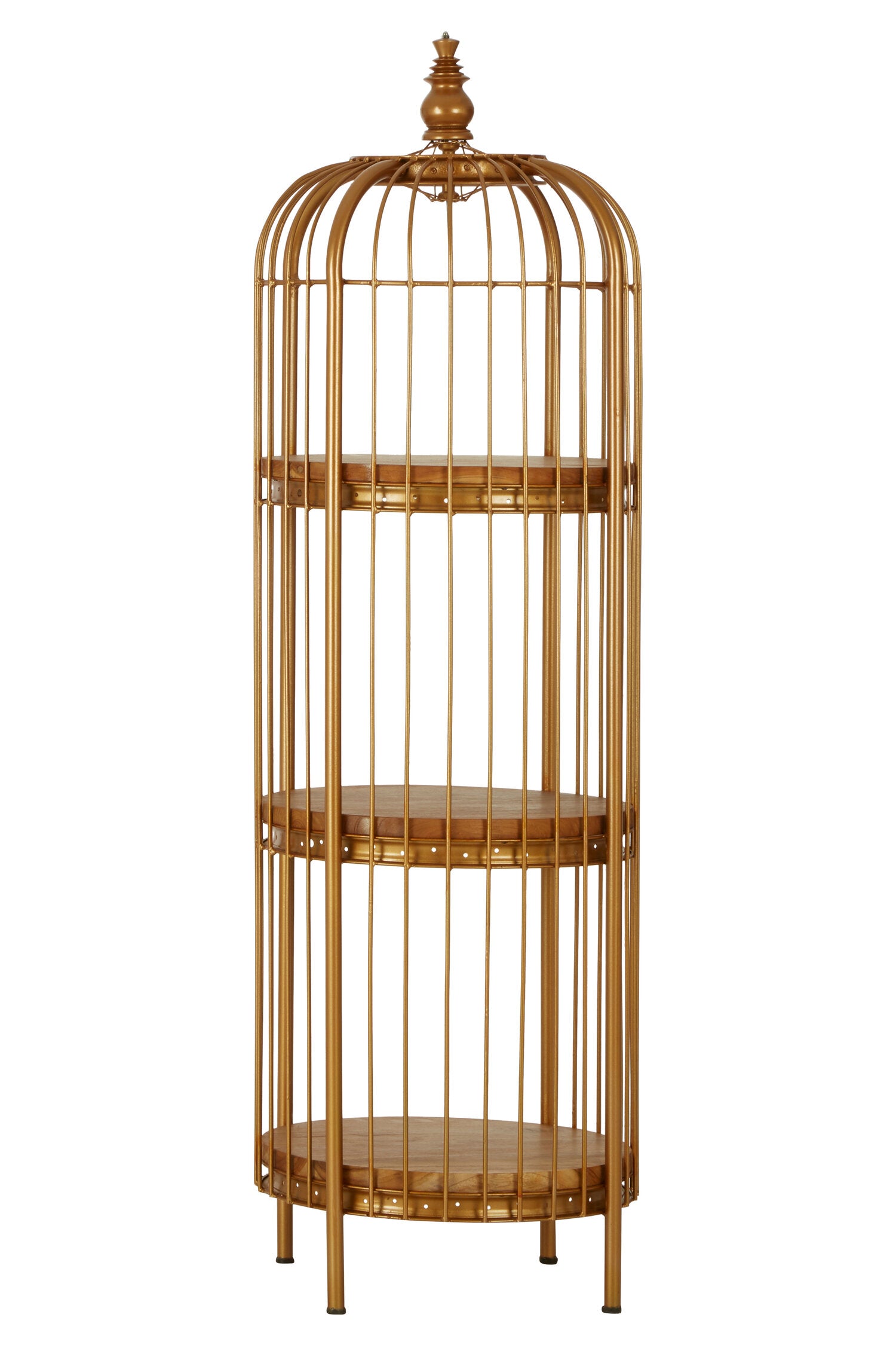 Medium Gold Metal Birdcage Three Tier Shelf Display Unit - The Orchard Home and Gifts