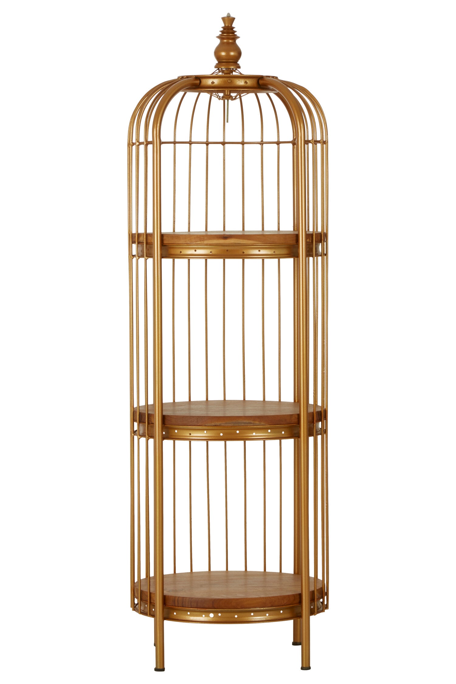 Medium Gold Metal Birdcage Three Tier Shelf Display Unit - The Orchard Home and Gifts