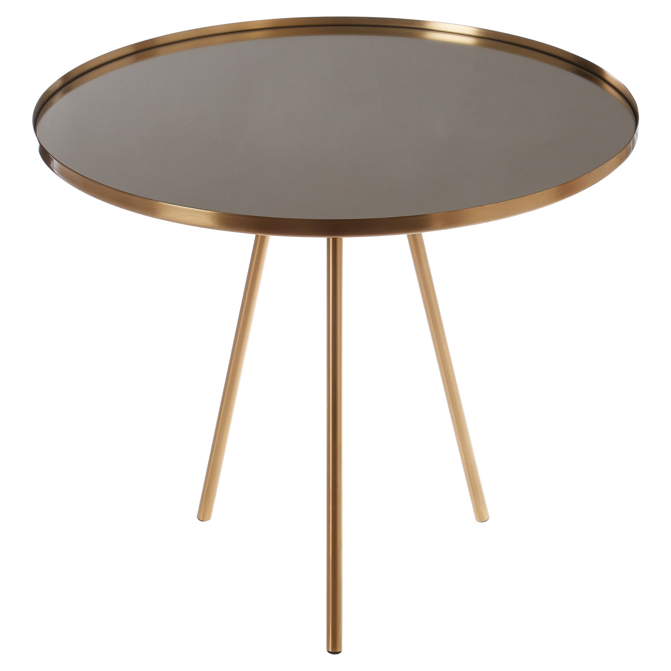 Gold Finish Mirrored Round Side Table - The Orchard Home and Gifts