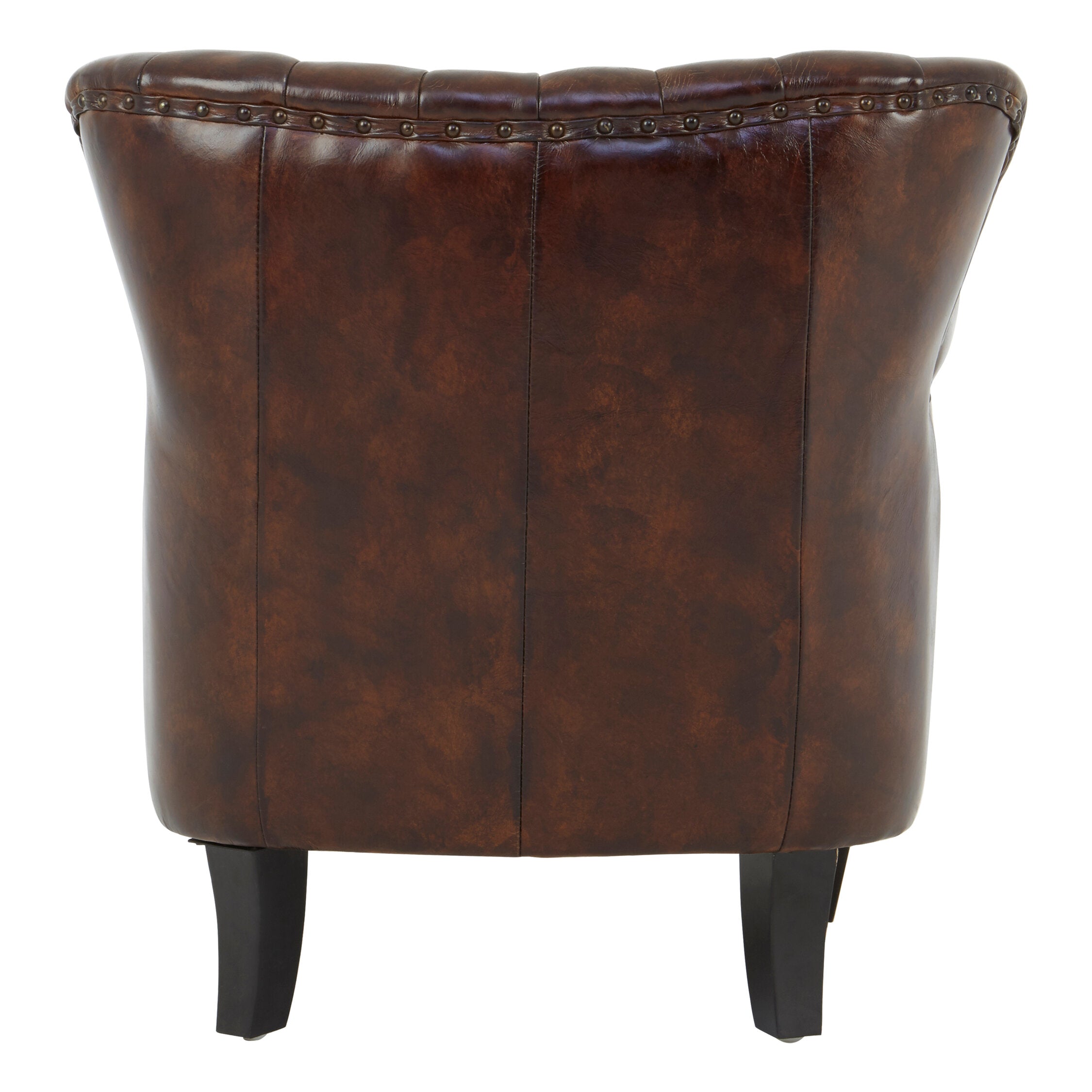 Baxter Antique Brown Leather Club Wing Back Armchair - The Orchard Home and Gifts