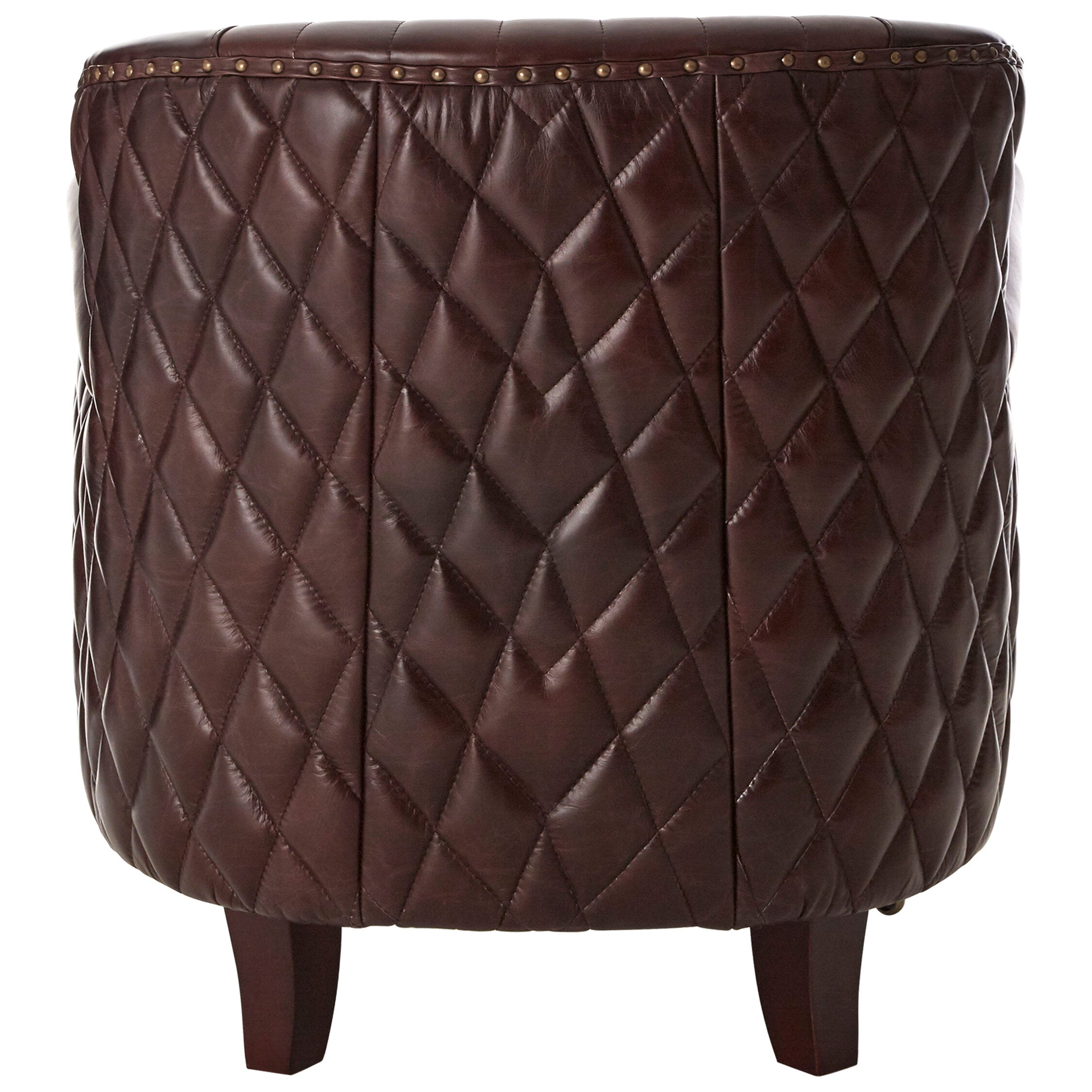 Baxter Antique Brown Leather Diamond Quilted Wing Back Armchair - The Orchard Home and Gifts