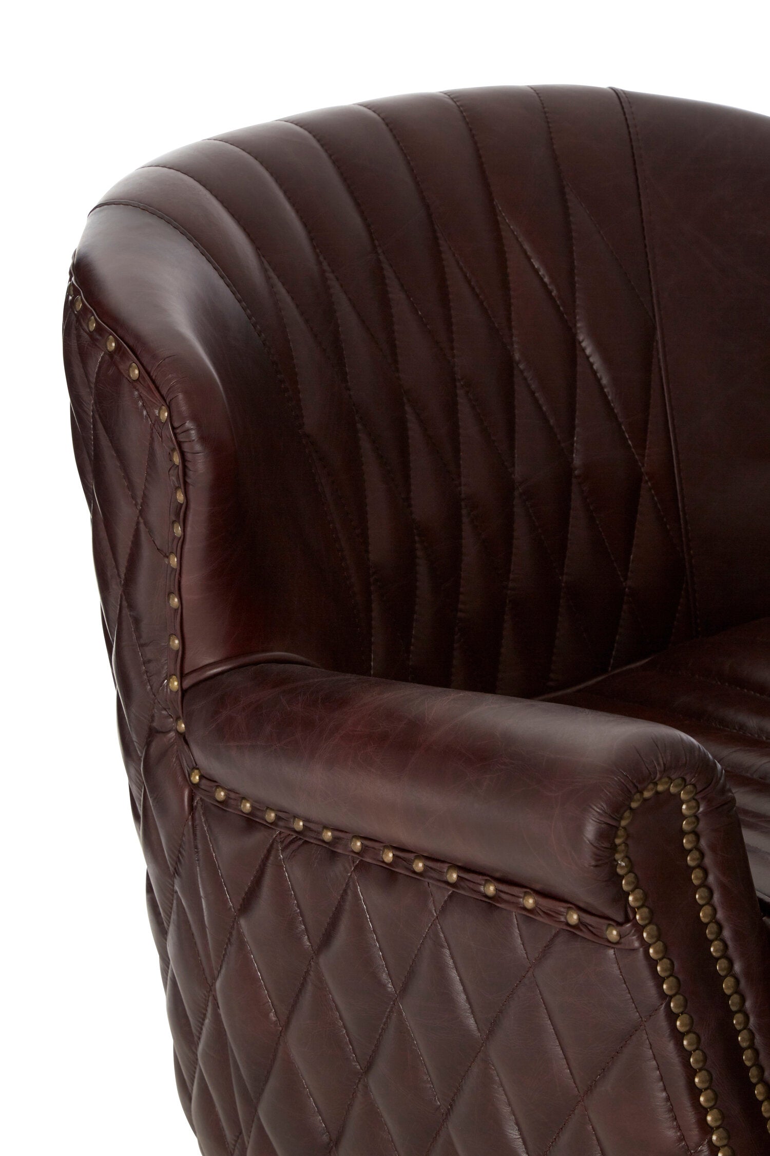 Baxter Antique Brown Leather Diamond Quilted Wing Back Armchair - The Orchard Home and Gifts