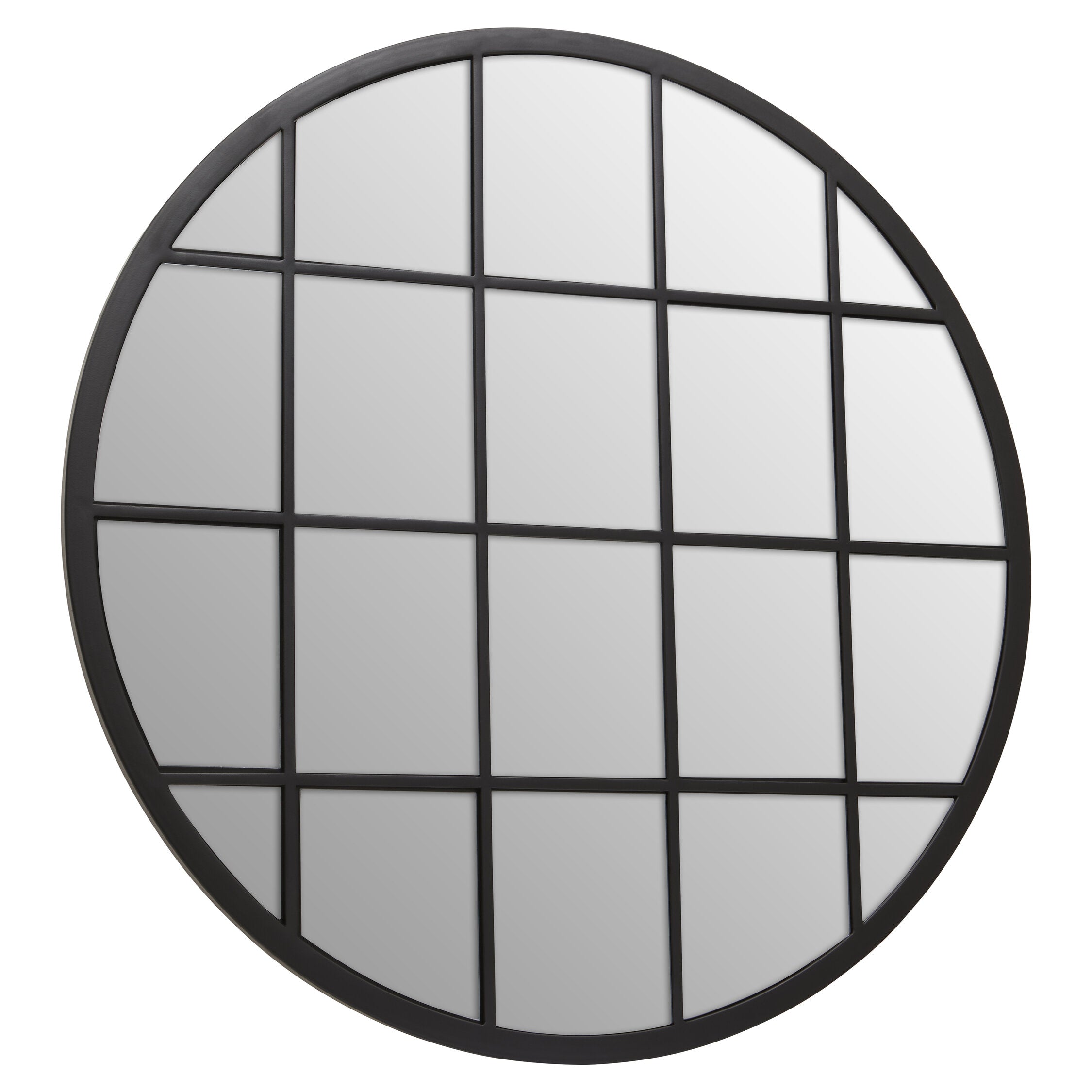 Large Round Black Panelled Wall Mirror - The Orchard Home and Gifts