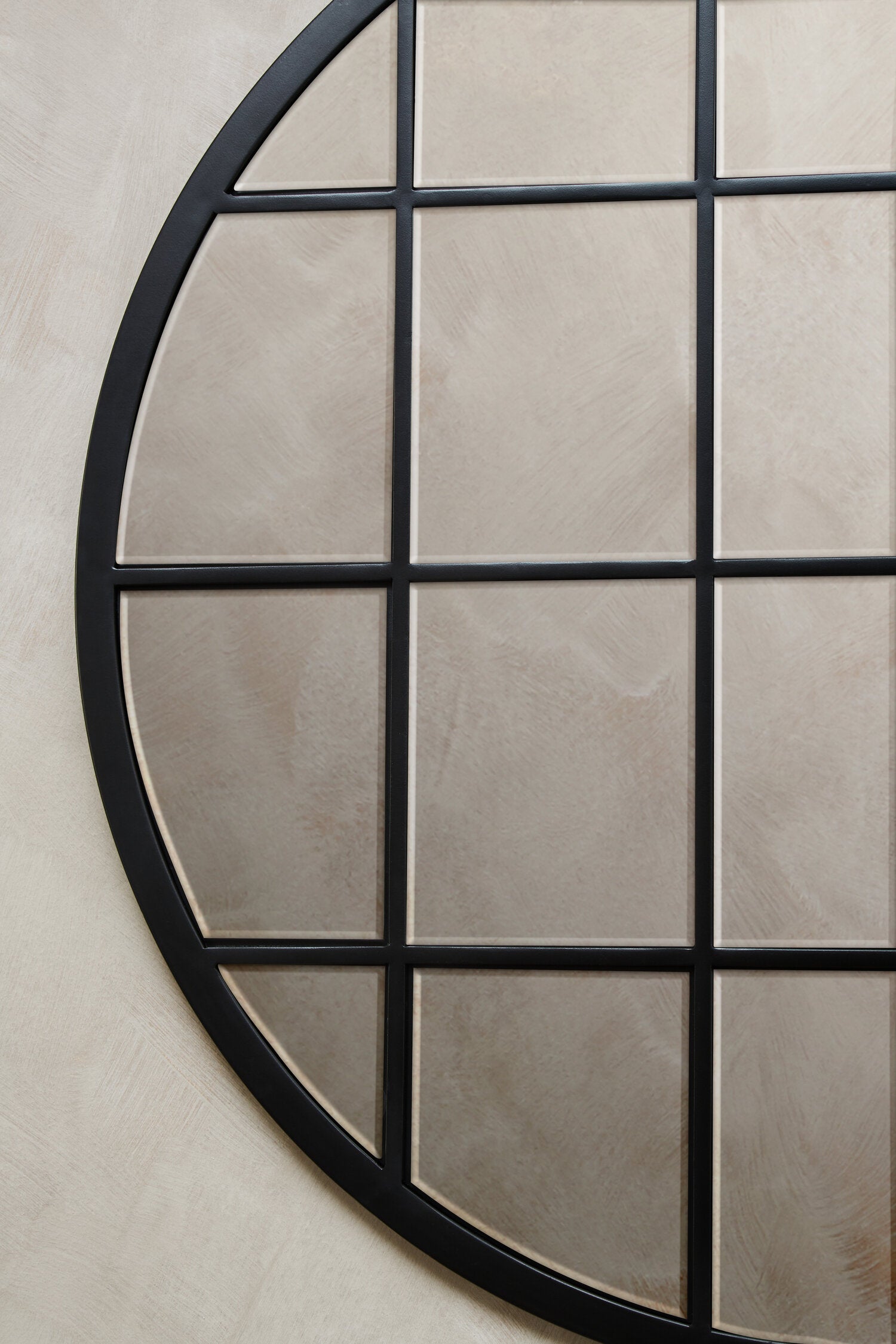 Large Round Black Panelled Wall Mirror - The Orchard Home and Gifts