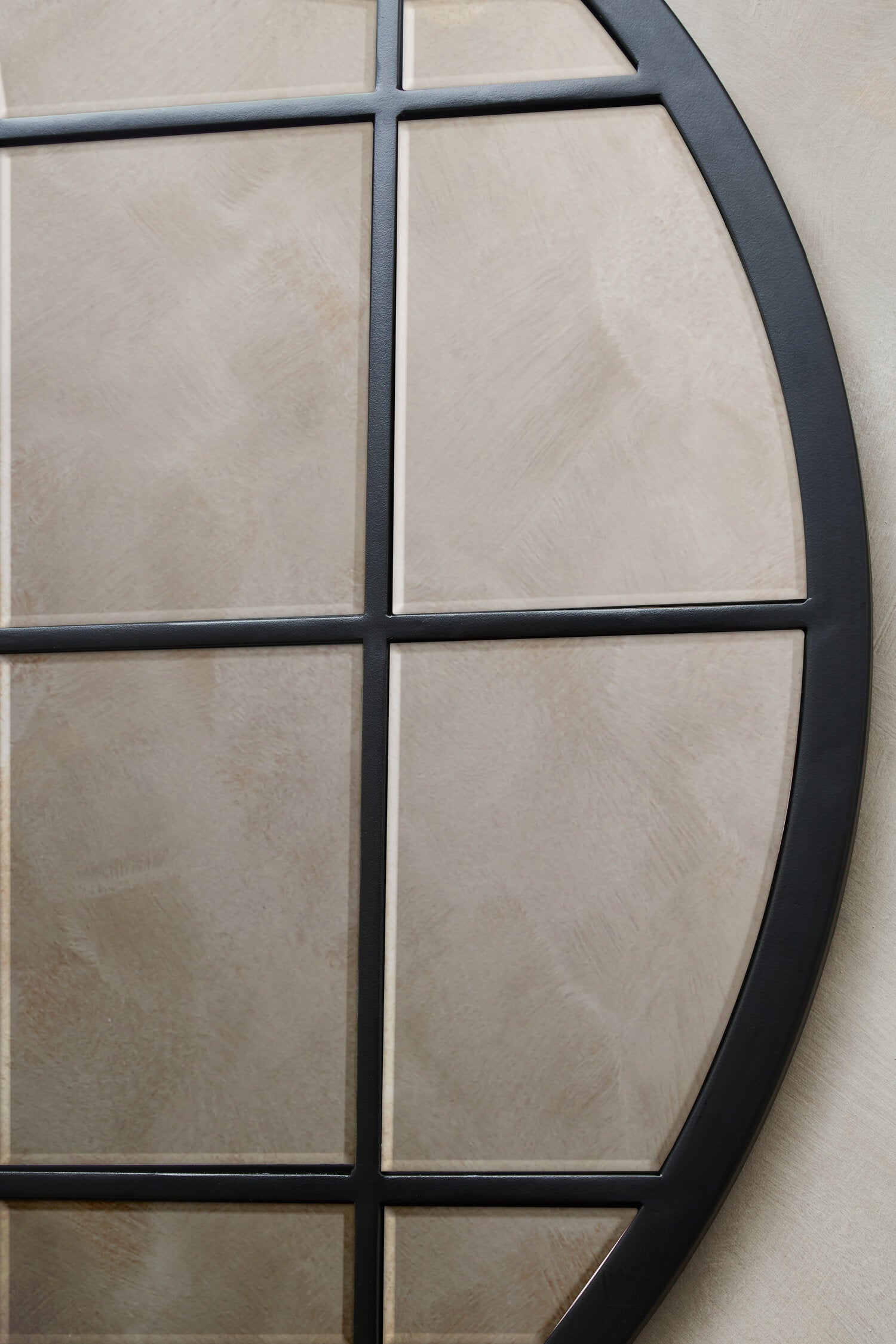 Large Round Black Panelled Wall Mirror - The Orchard Home and Gifts