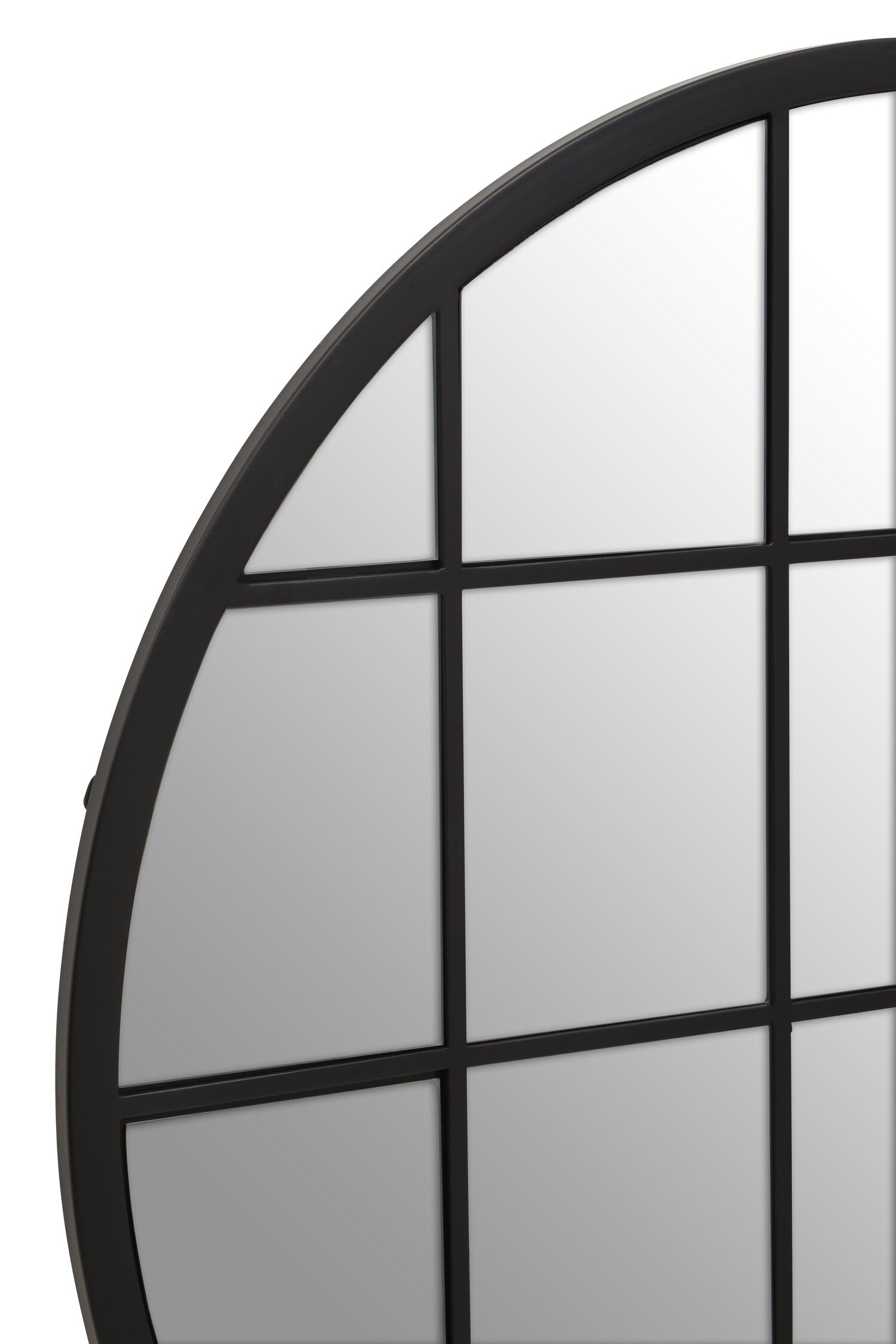 Large Round Black Panelled Wall Mirror - The Orchard Home and Gifts