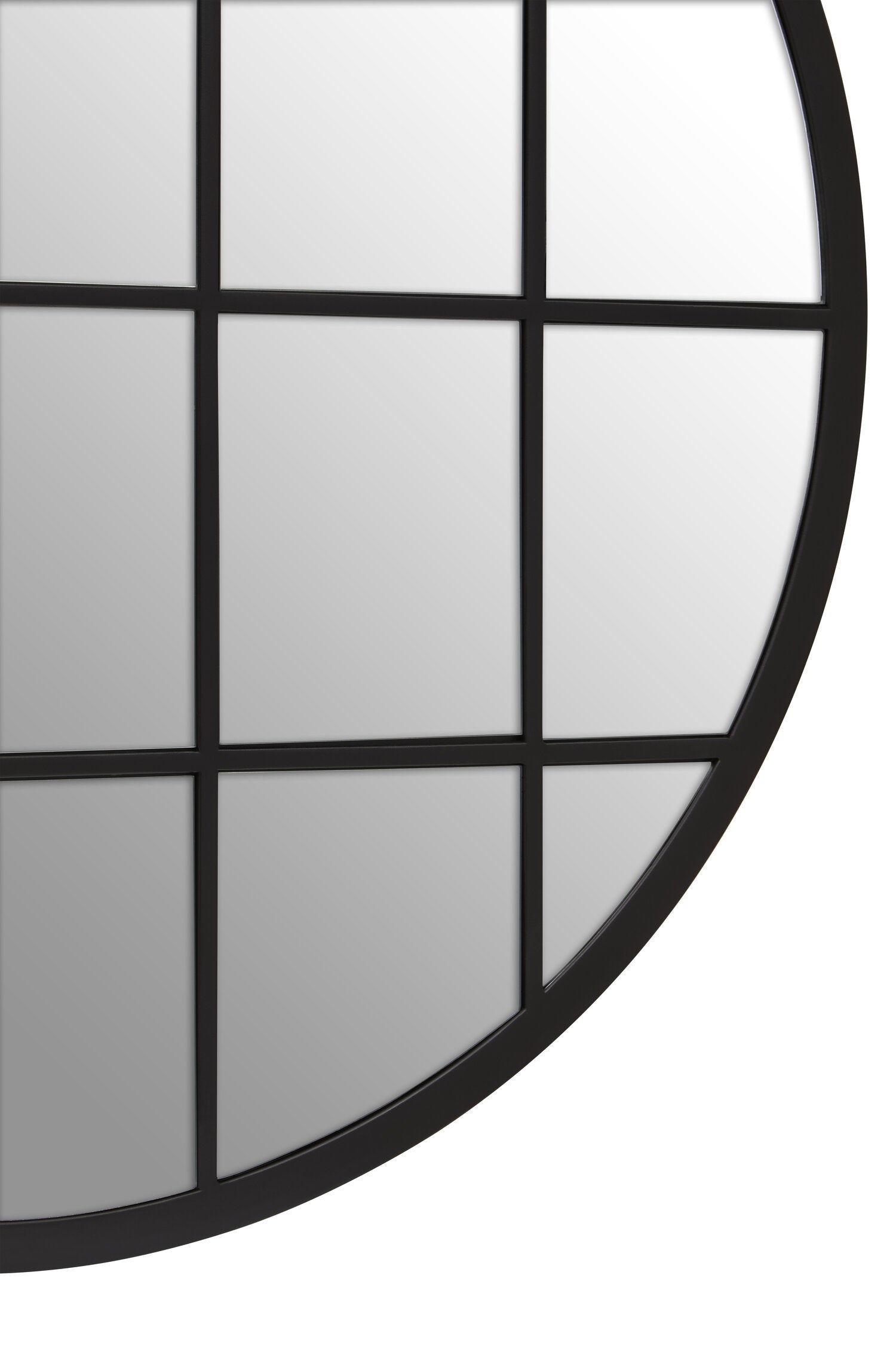 Large Round Black Panelled Wall Mirror - The Orchard Home and Gifts