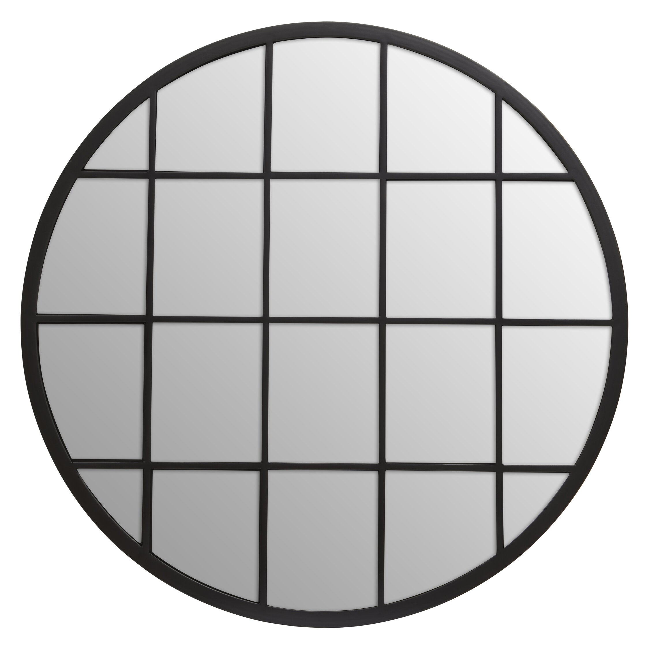 Large Round Black Panelled Wall Mirror - The Orchard Home and Gifts