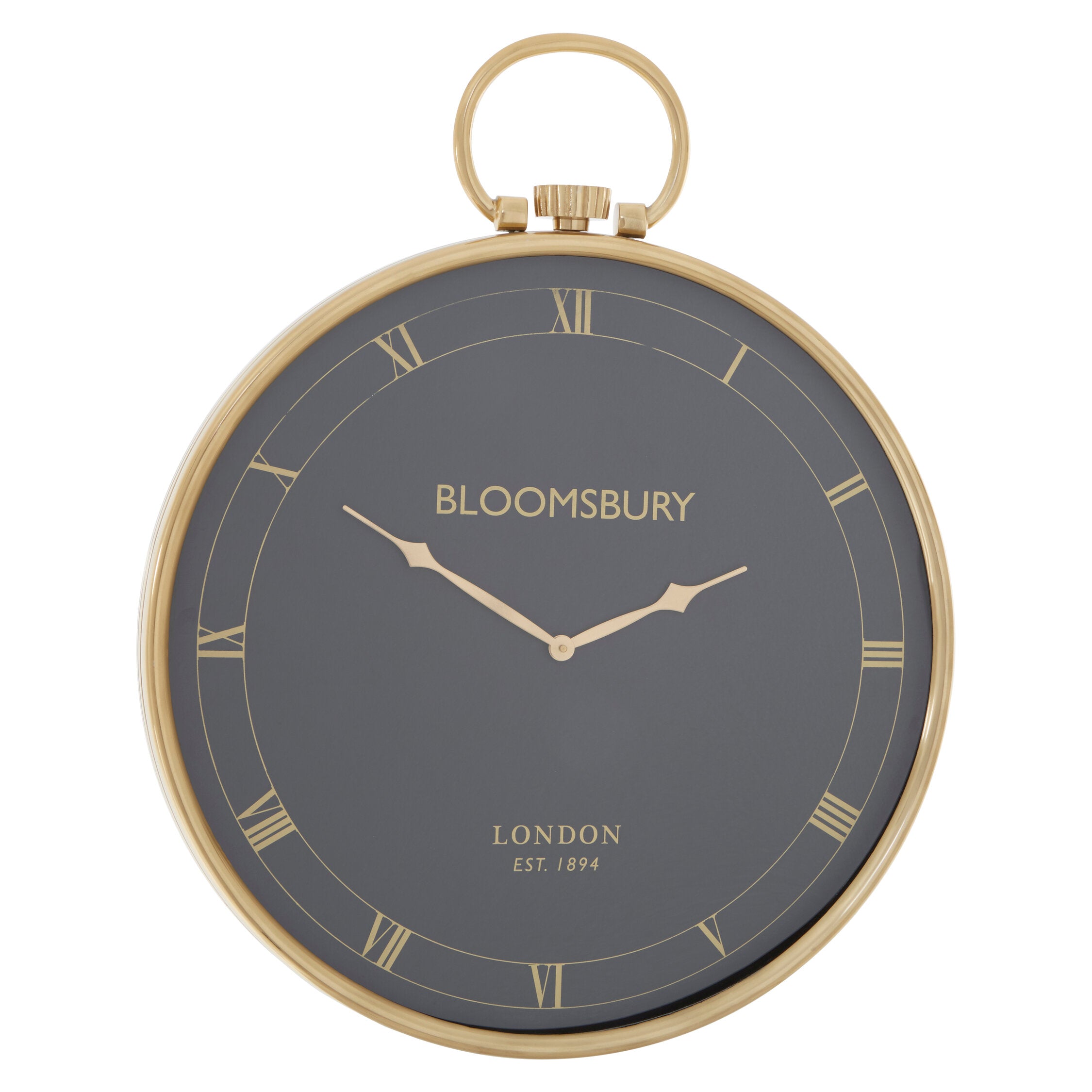 Classic Black and Gold Oversized Pocket Watch Wall Clock - The Orchard Home and Gifts