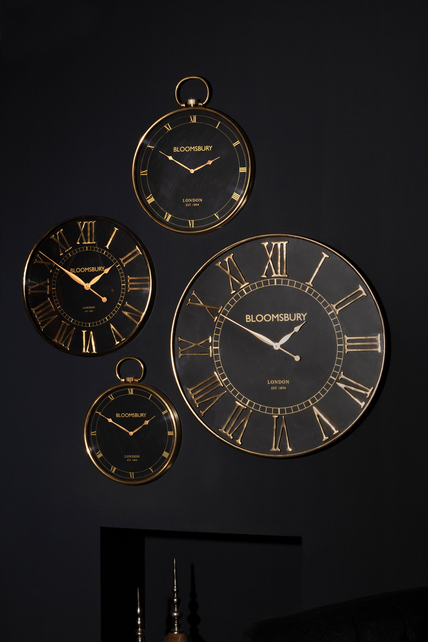 Classic Black and Gold Small Pocket Watch Wall Clock - The Orchard Home and Gifts