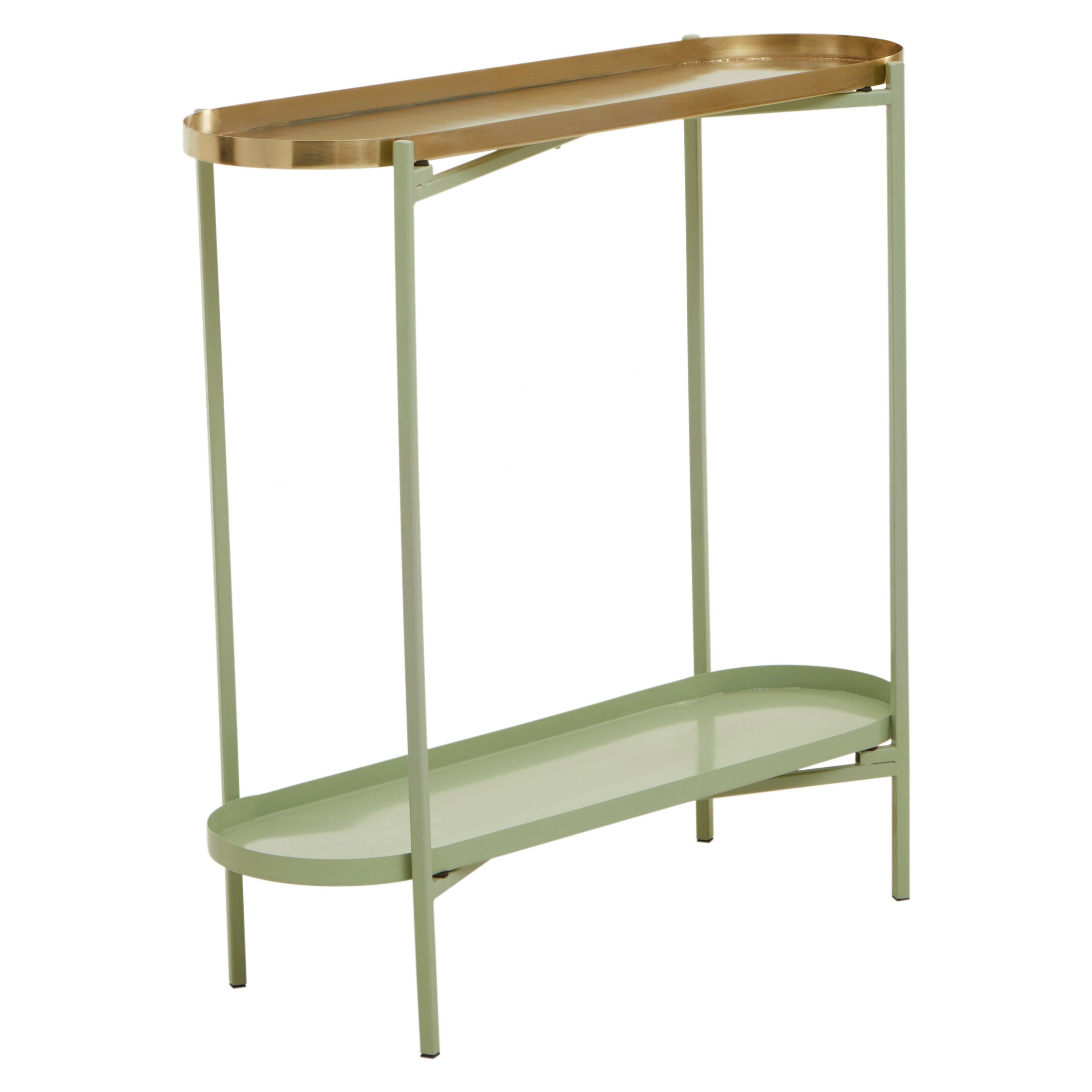 Sage Green and Gold Oval Console Table - The Orchard Home and Gifts
