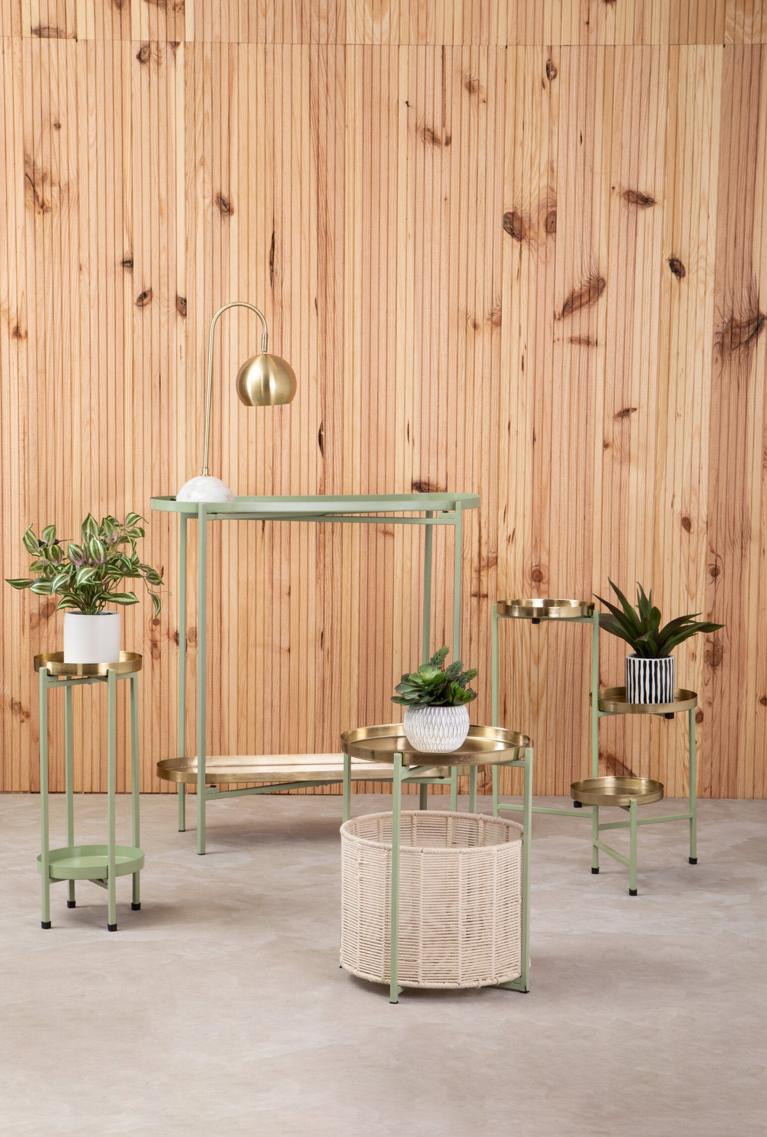 Sage Green and Gold Oval Console Table - The Orchard Home and Gifts