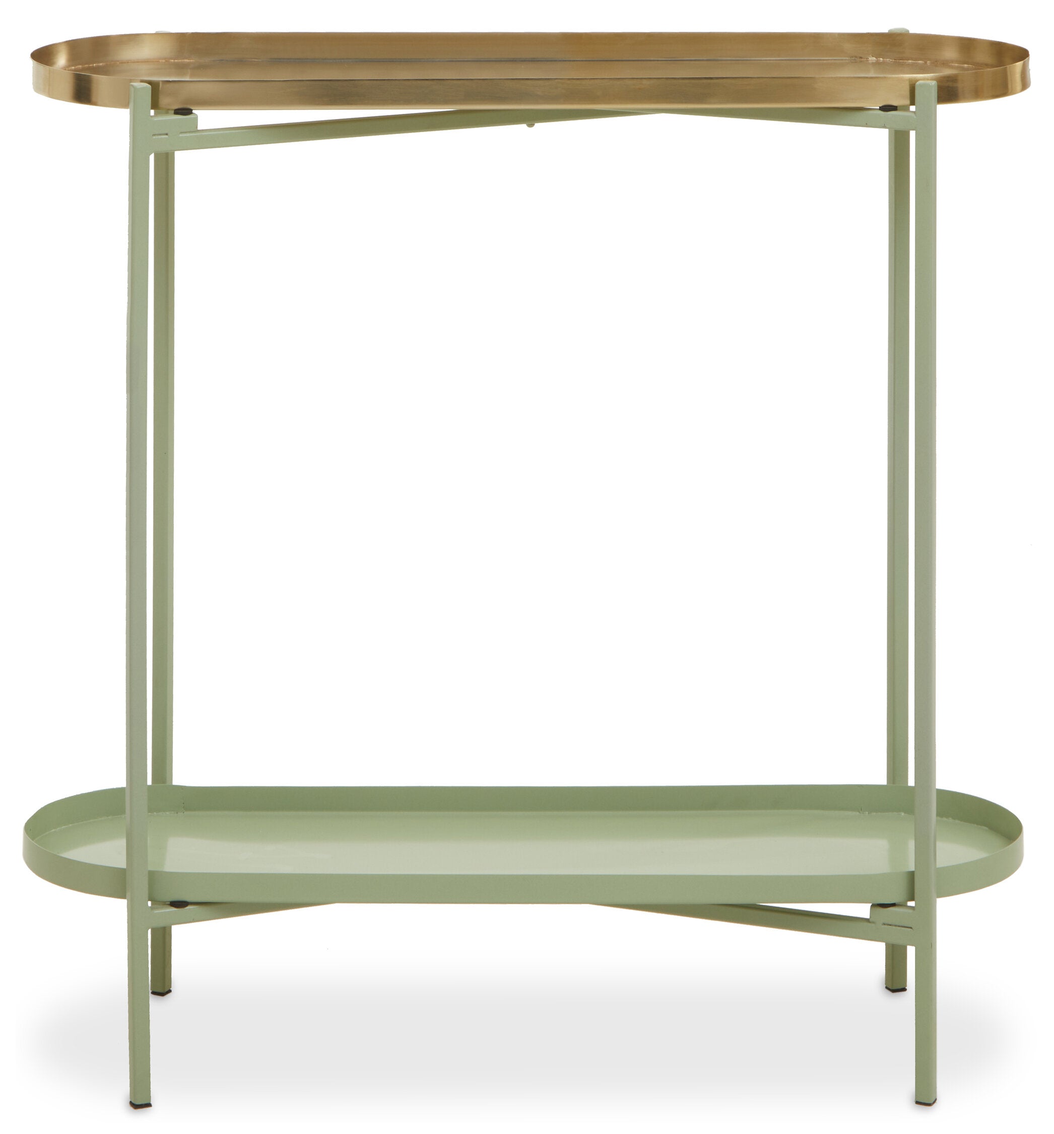Sage Green and Gold Oval Console Table - The Orchard Home and Gifts