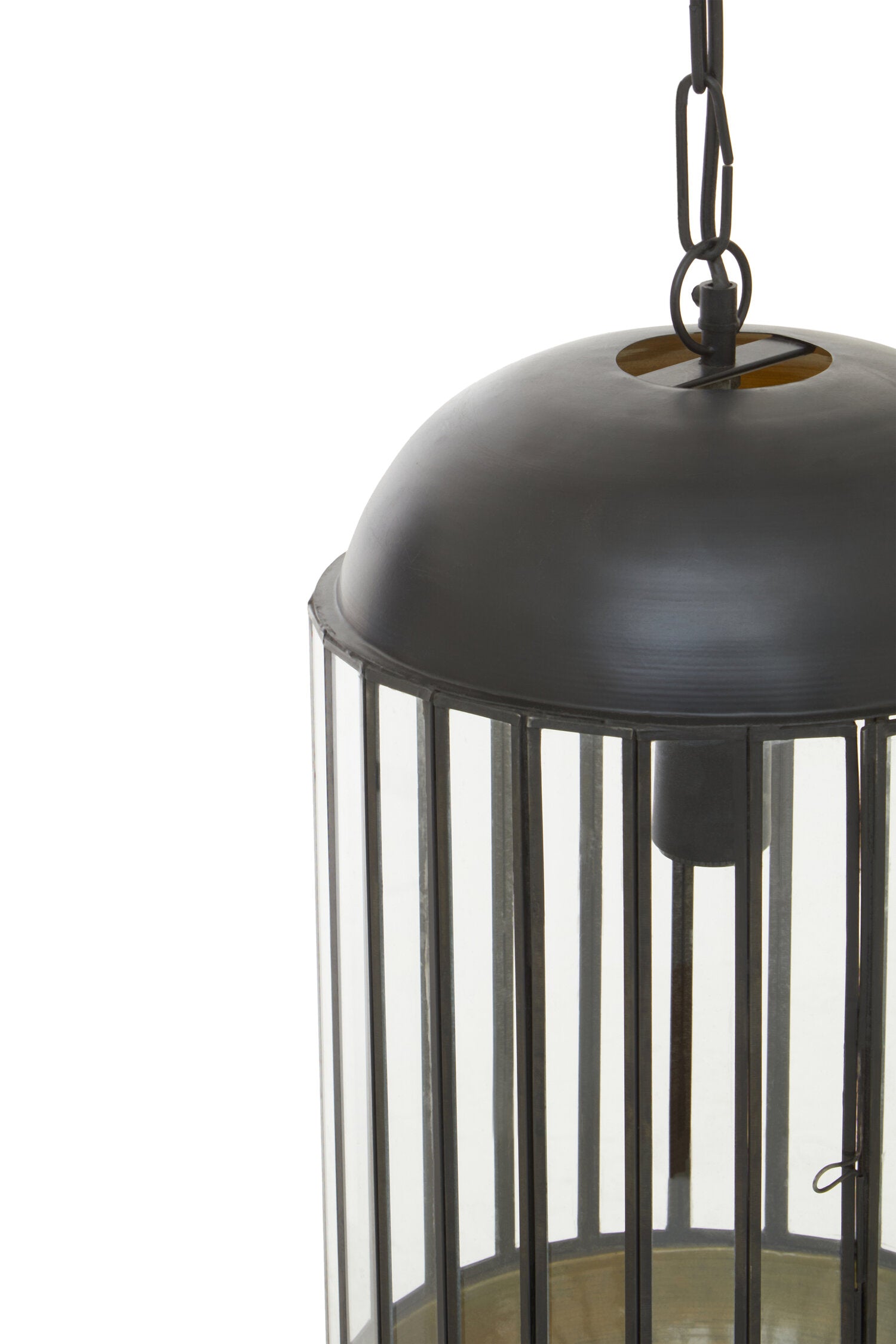Industrial Iron and Glass Cylinder Hanging Cage Pendant Light - The Orchard Home and Gifts