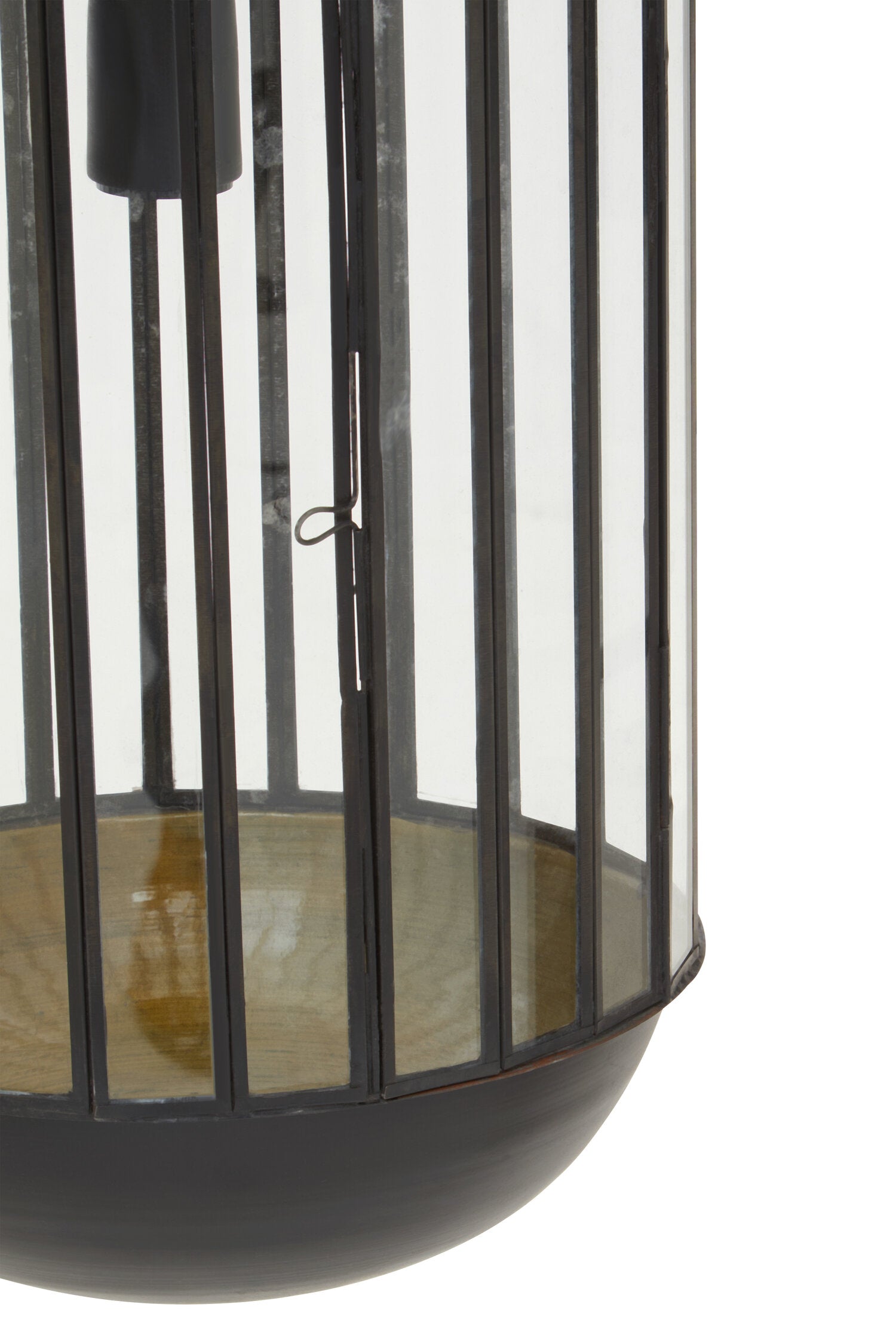 Industrial Iron and Glass Cylinder Hanging Cage Pendant Light - The Orchard Home and Gifts