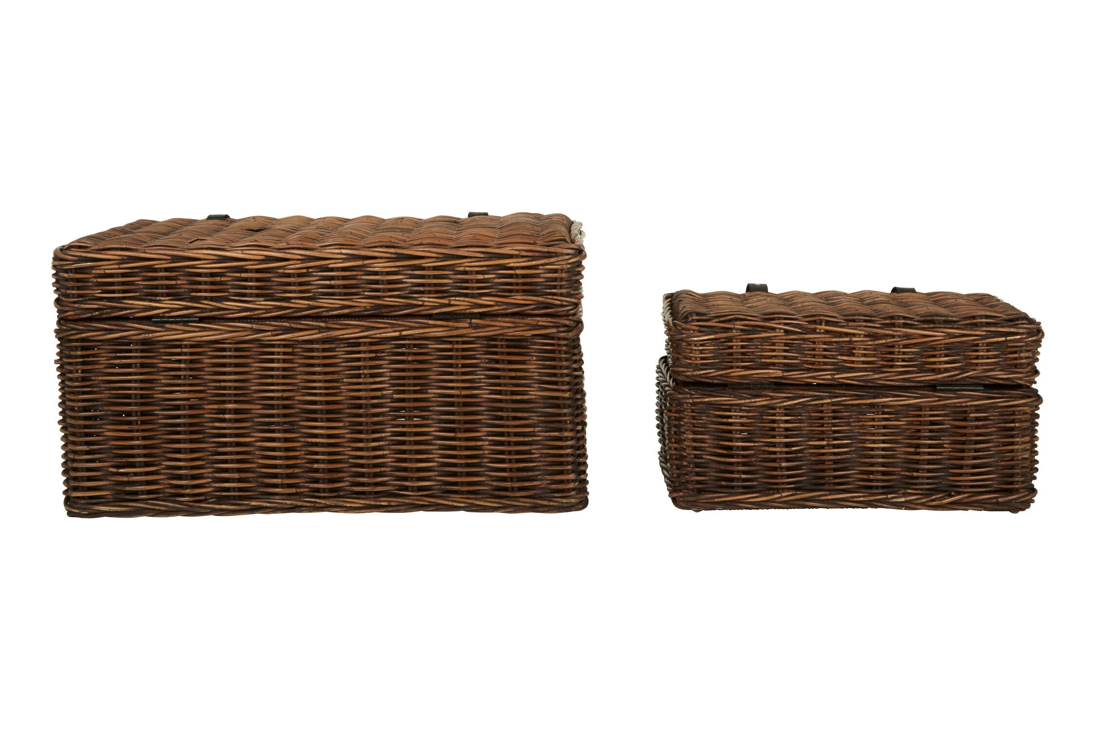 Kabu Rattan Set of Two Storage Trunks with Leather Straps - The Orchard Home and Gifts