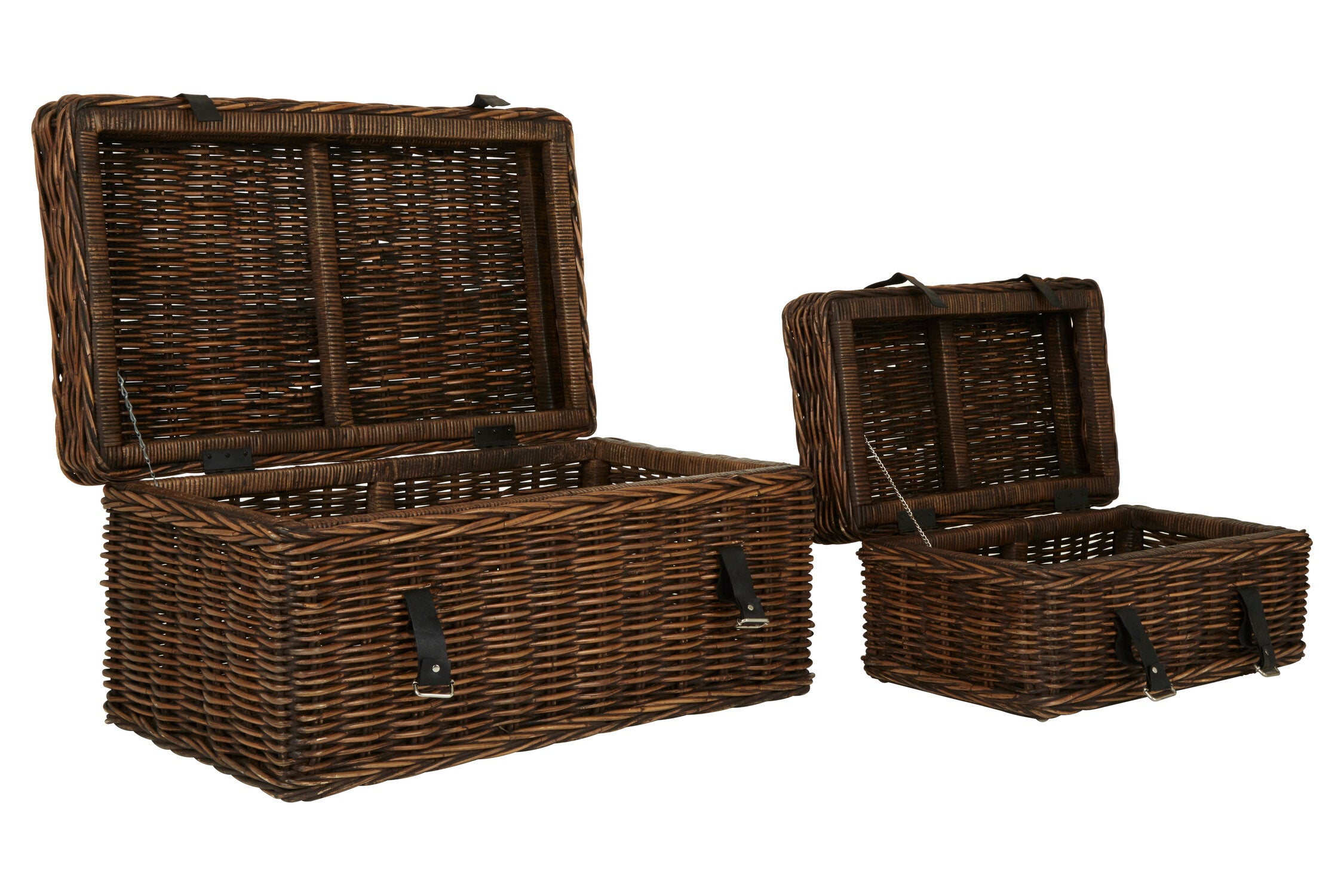 Kabu Rattan Set of Two Storage Trunks with Leather Straps - The Orchard Home and Gifts